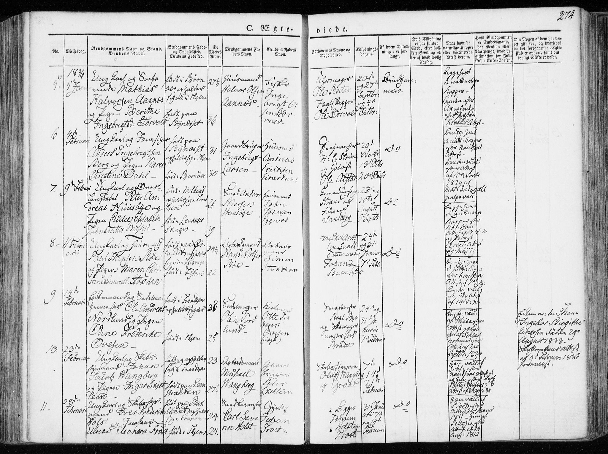 Ministerialprotokoller, klokkerbøker og fødselsregistre - Sør-Trøndelag, SAT/A-1456/601/L0047: Parish register (official) no. 601A15, 1831-1839, p. 274
