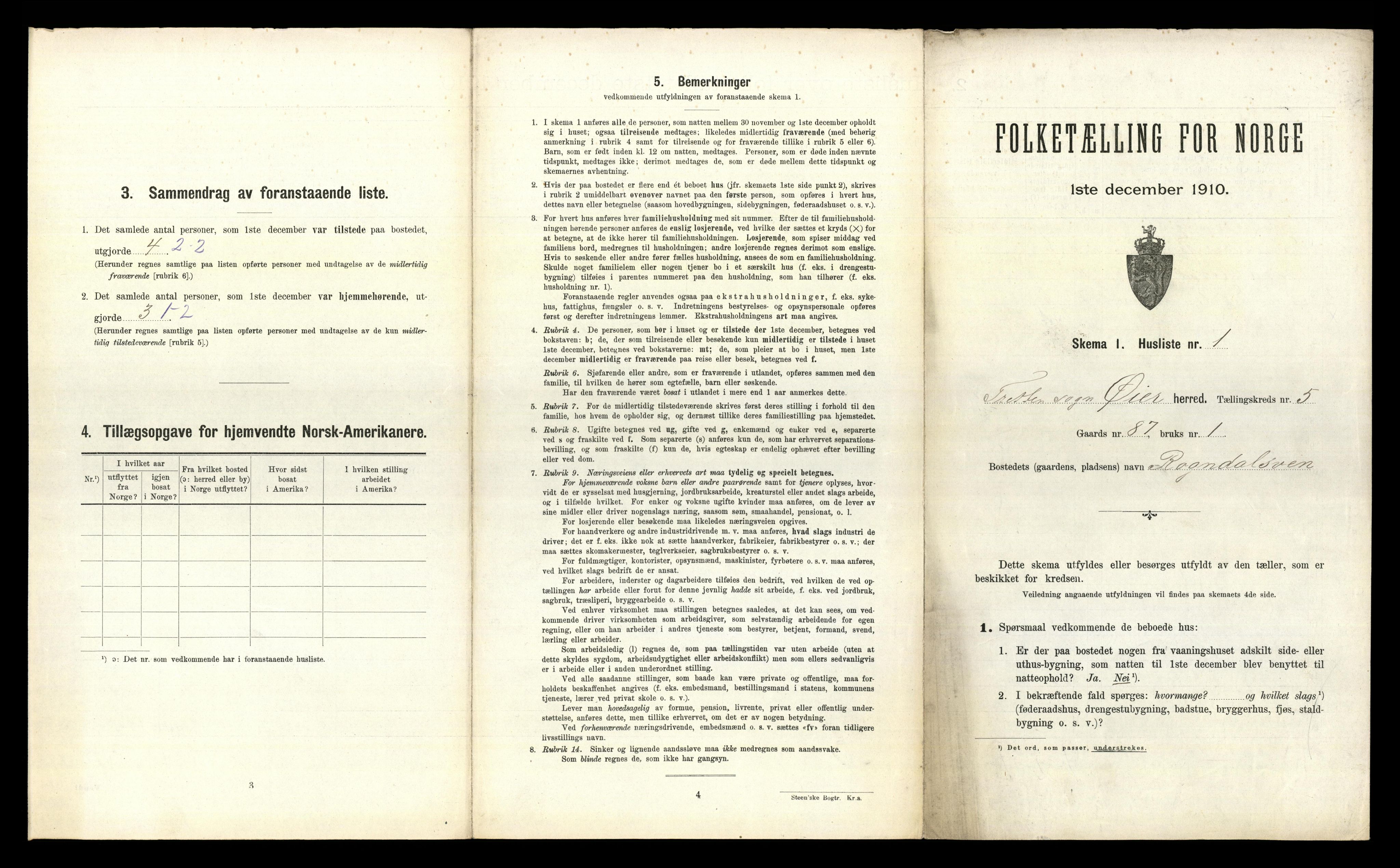 RA, 1910 census for Øyer, 1910, p. 567