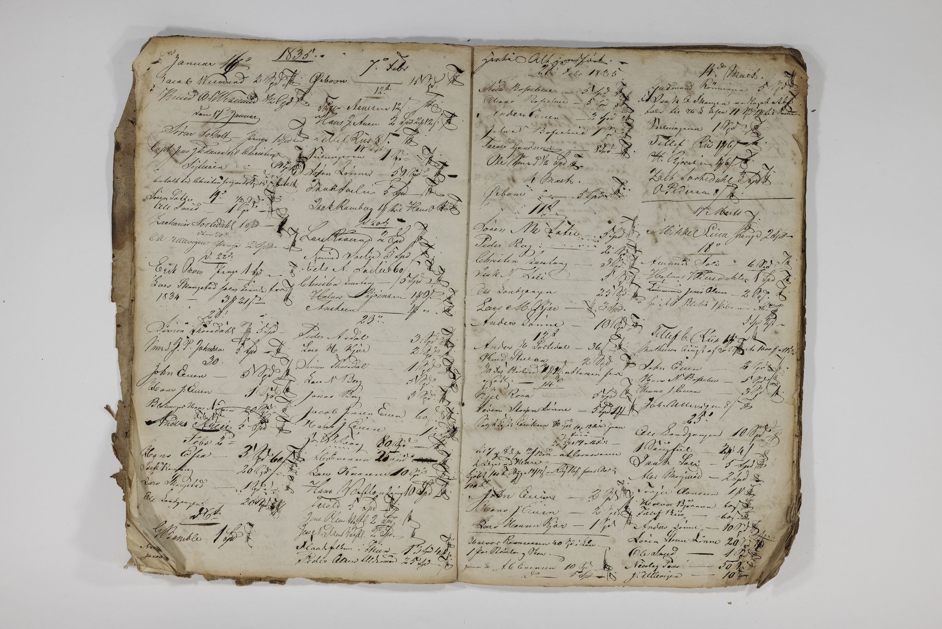 Blehr/ Kjellestad, TEMU/TGM-A-1212/R/Rl/L0004: Liste over utbetalinger, 1835-1838, p. 11