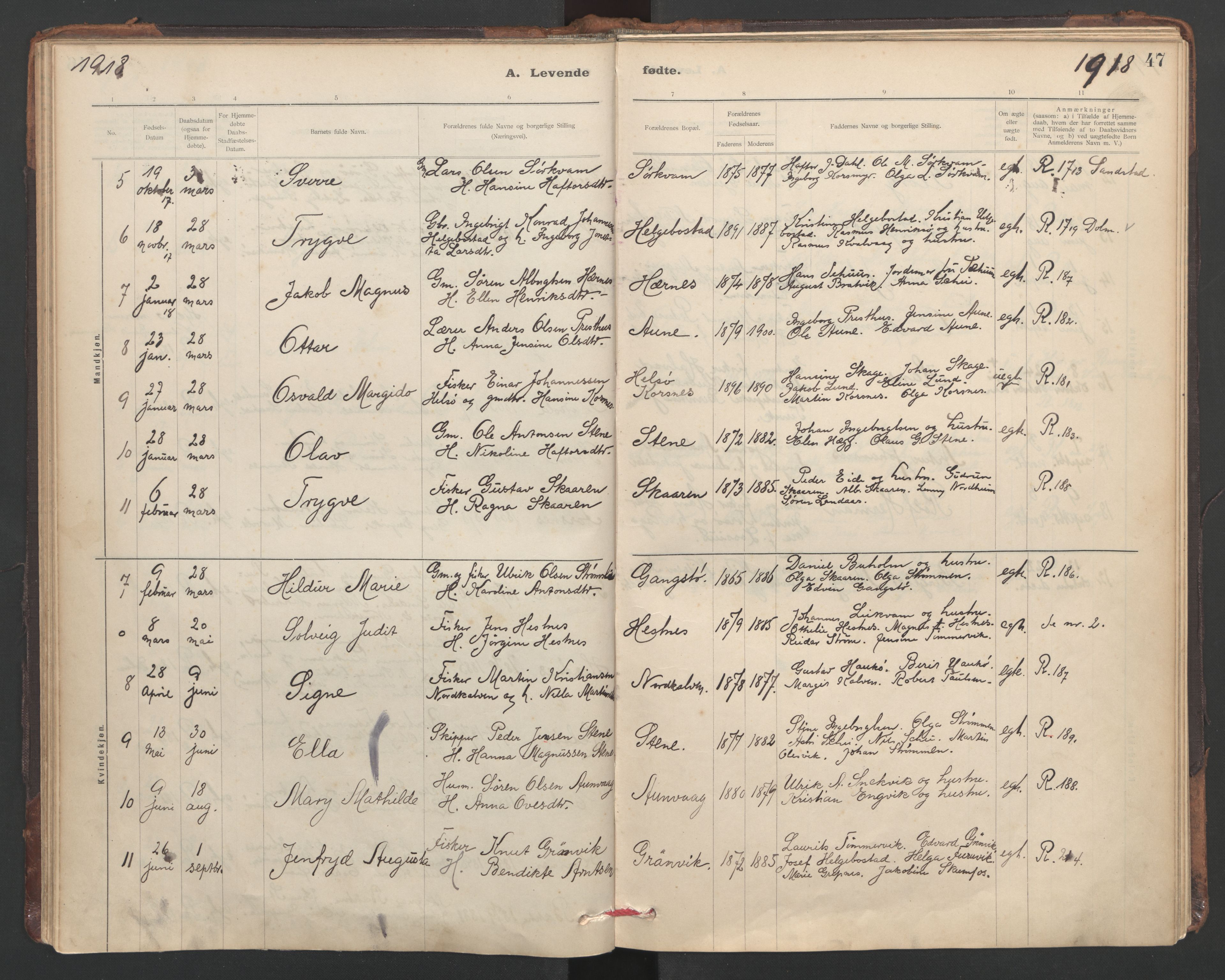 Ministerialprotokoller, klokkerbøker og fødselsregistre - Sør-Trøndelag, SAT/A-1456/635/L0552: Parish register (official) no. 635A02, 1899-1919, p. 47