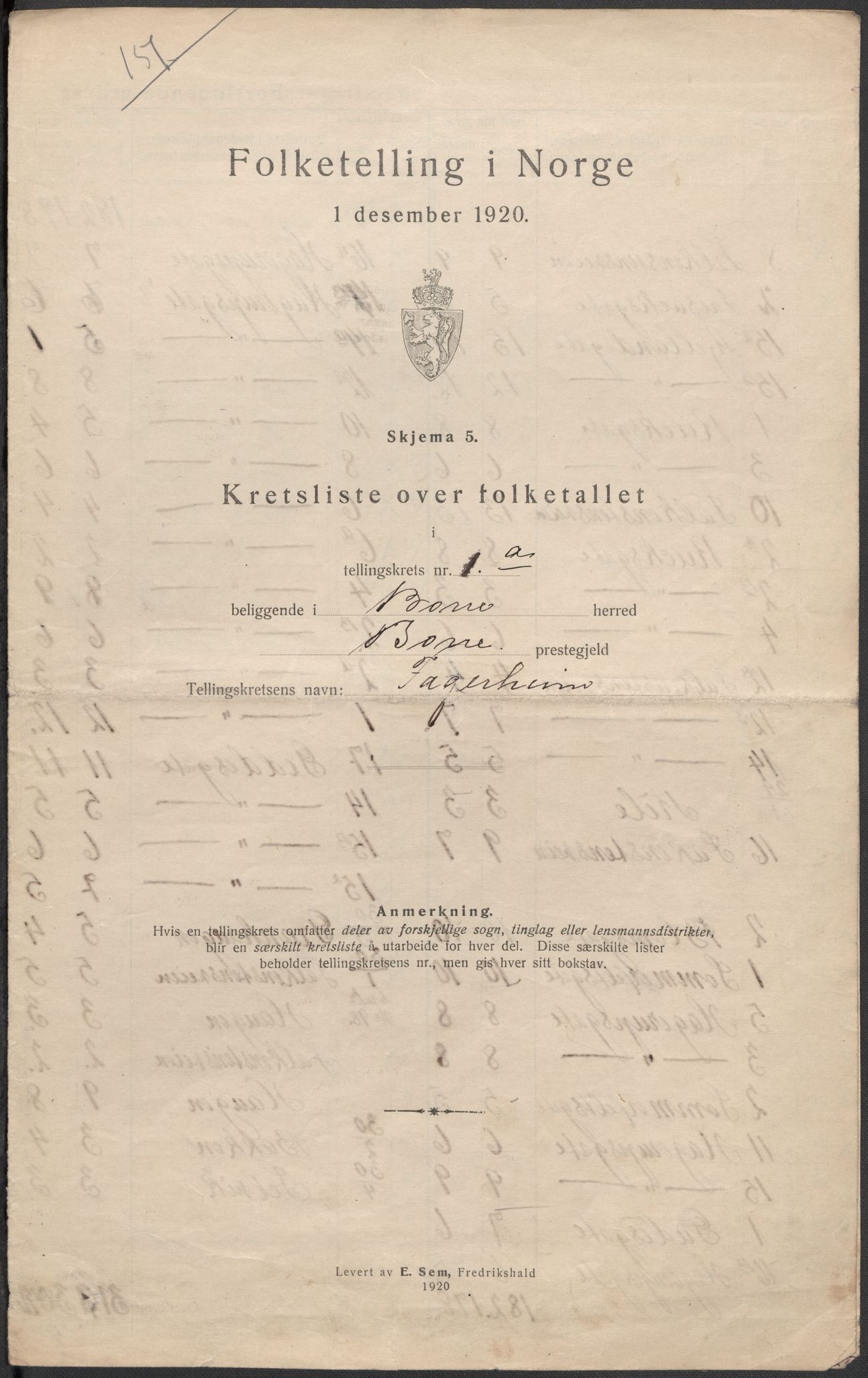 SAKO, 1920 census for Borre, 1920, p. 8