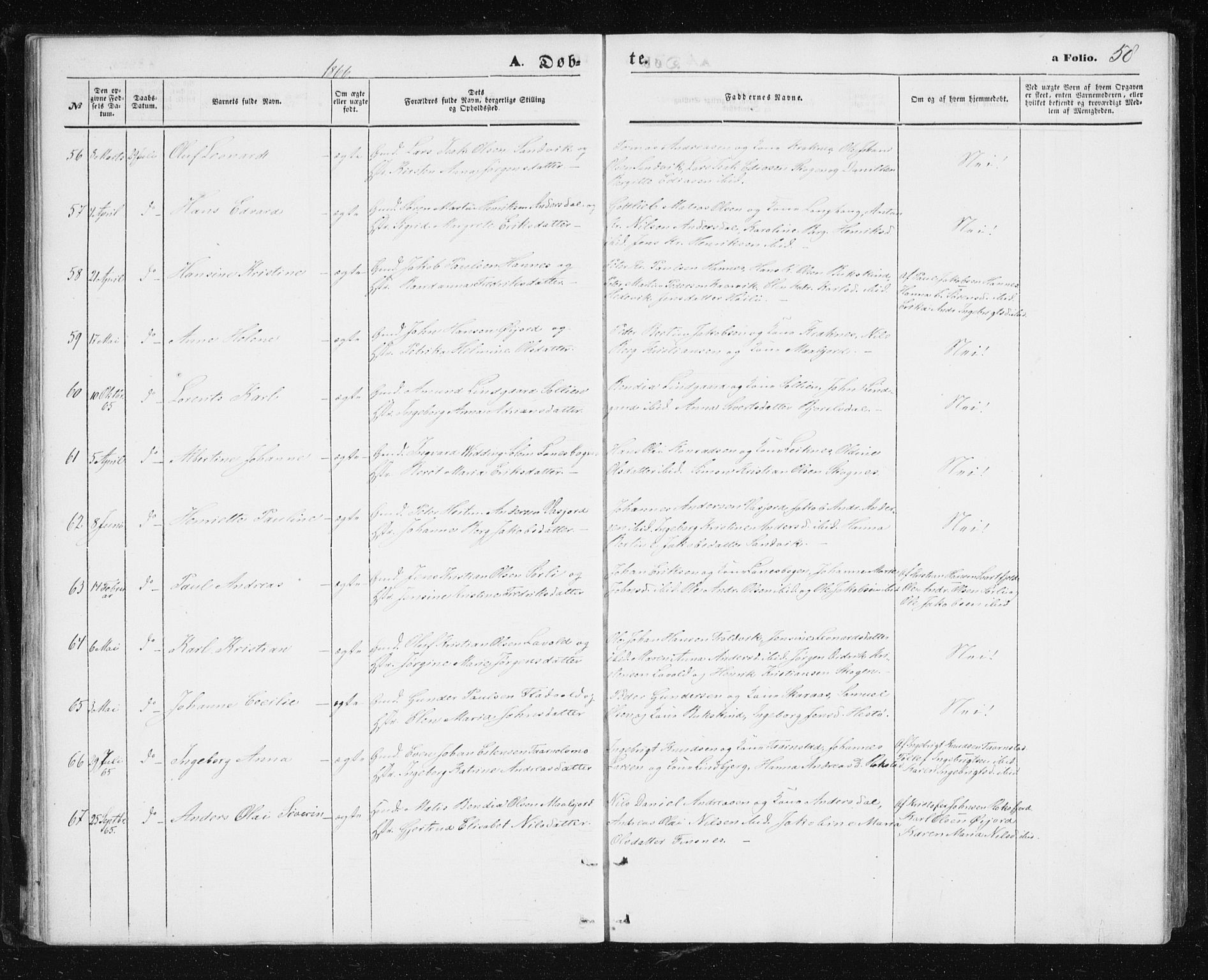 Lenvik sokneprestembete, SATØ/S-1310/H/Ha/Hab/L0004klokker: Parish register (copy) no. 4, 1859-1869, p. 58