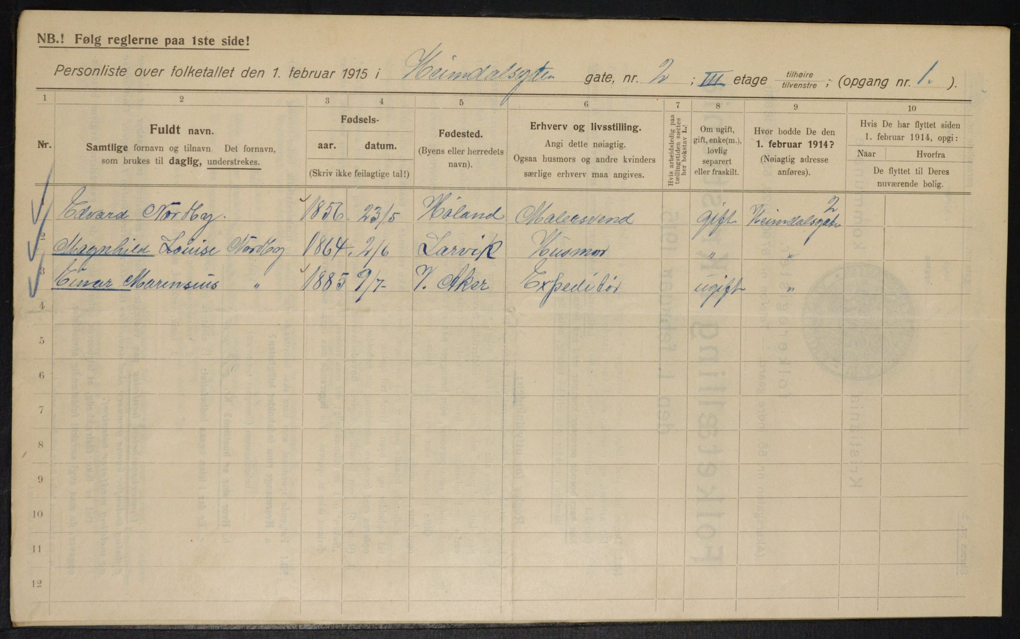 OBA, Municipal Census 1915 for Kristiania, 1915, p. 36223