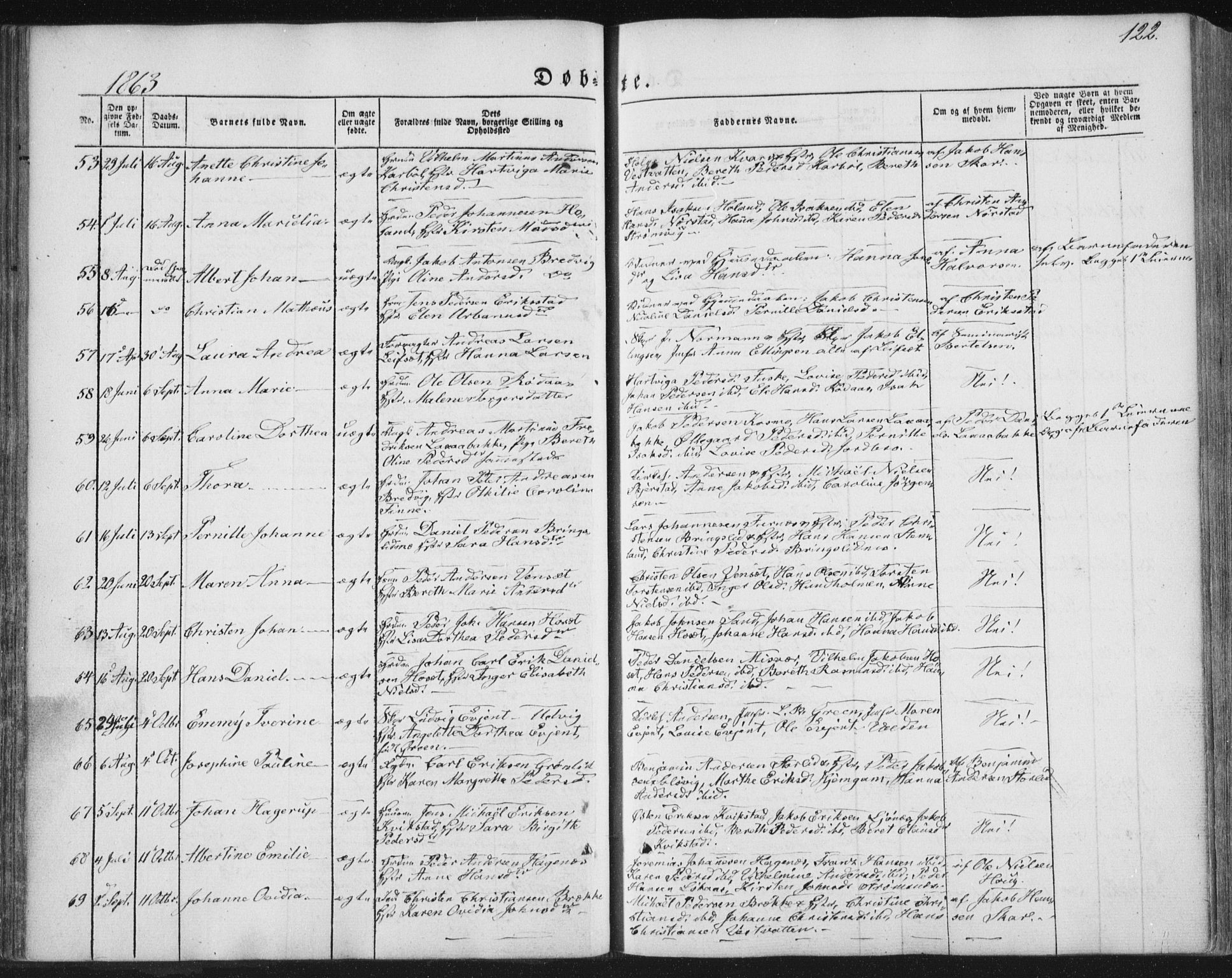 Ministerialprotokoller, klokkerbøker og fødselsregistre - Nordland, SAT/A-1459/852/L0738: Parish register (official) no. 852A08, 1849-1865, p. 122