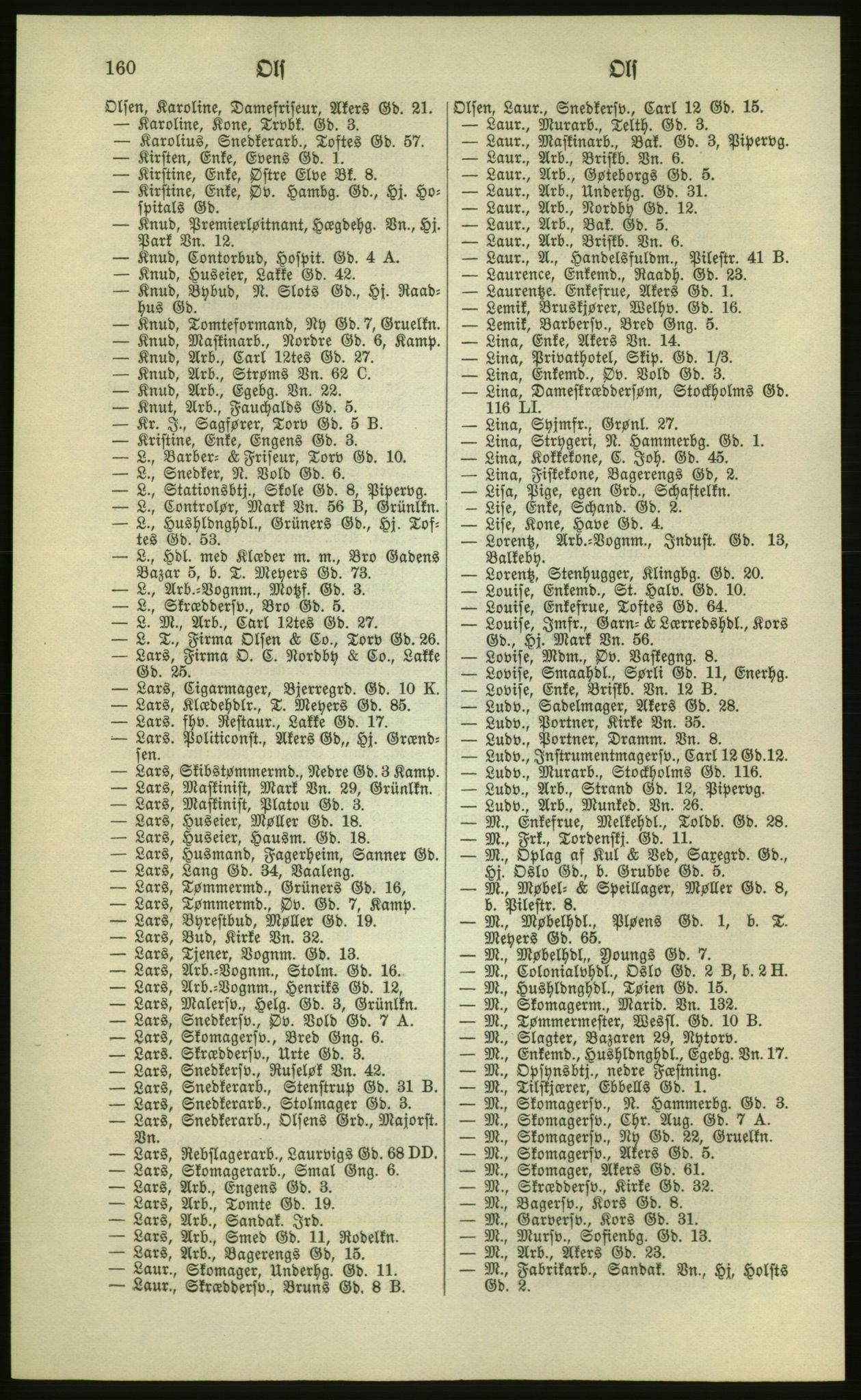 Kristiania/Oslo adressebok, PUBL/-, 1881, p. 160