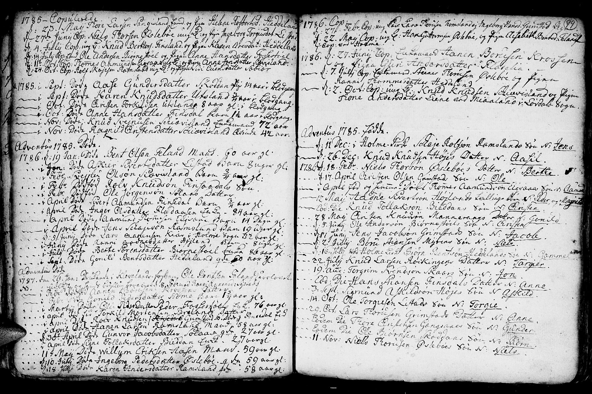 Holum sokneprestkontor, SAK/1111-0022/F/Fb/Fba/L0001: Parish register (copy) no. B 1 /3, 1770-1802, p. 99