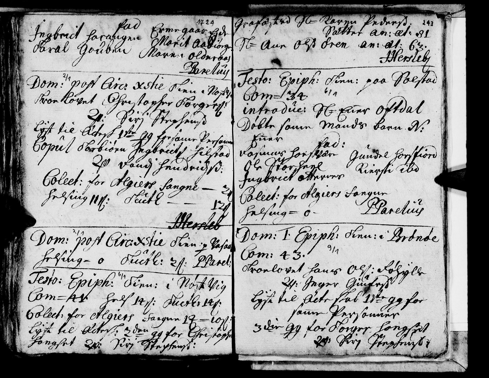 Ministerialprotokoller, klokkerbøker og fødselsregistre - Nordland, AV/SAT-A-1459/813/L0193: Parish register (official) no. 813A03, 1714-1724, p. 243