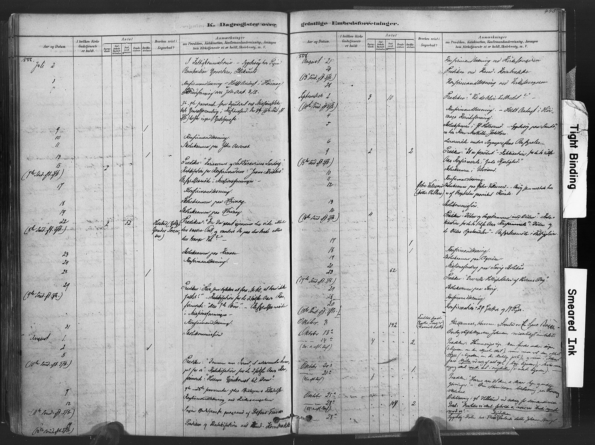 Høvåg sokneprestkontor, SAK/1111-0025/F/Fa/L0005: Parish register (official) no. A 5, 1878-1893, p. 445