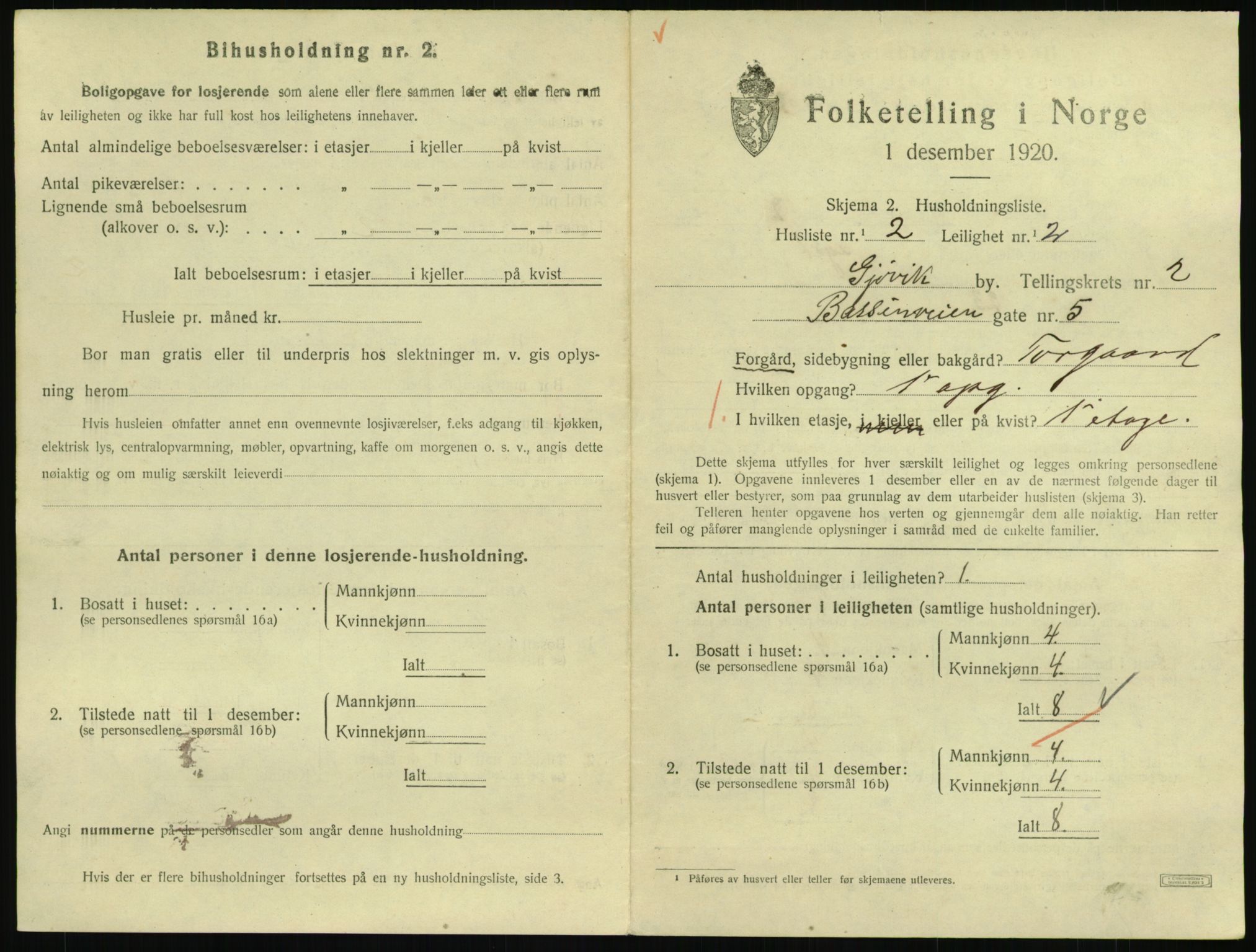 SAH, 1920 census for Gjøvik, 1920, p. 992