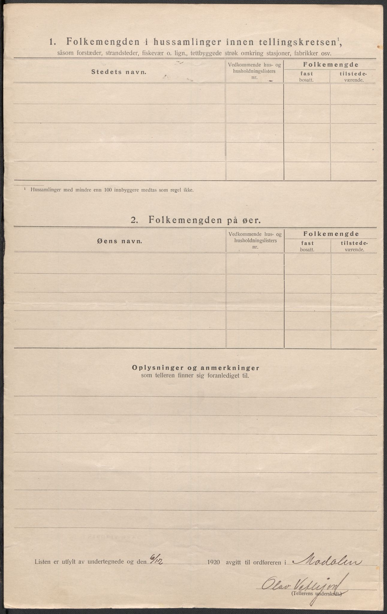 SAB, 1920 census for Modalen, 1920, p. 36