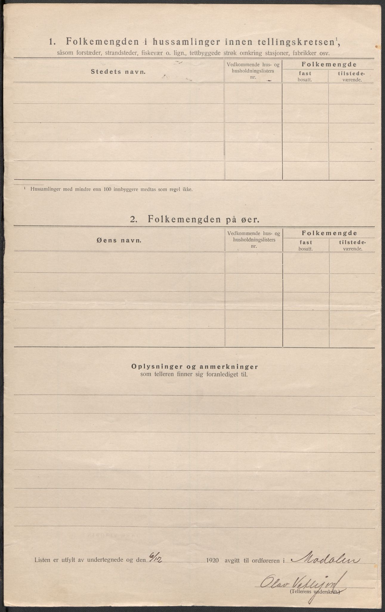 SAB, 1920 census for Modalen, 1920, p. 36