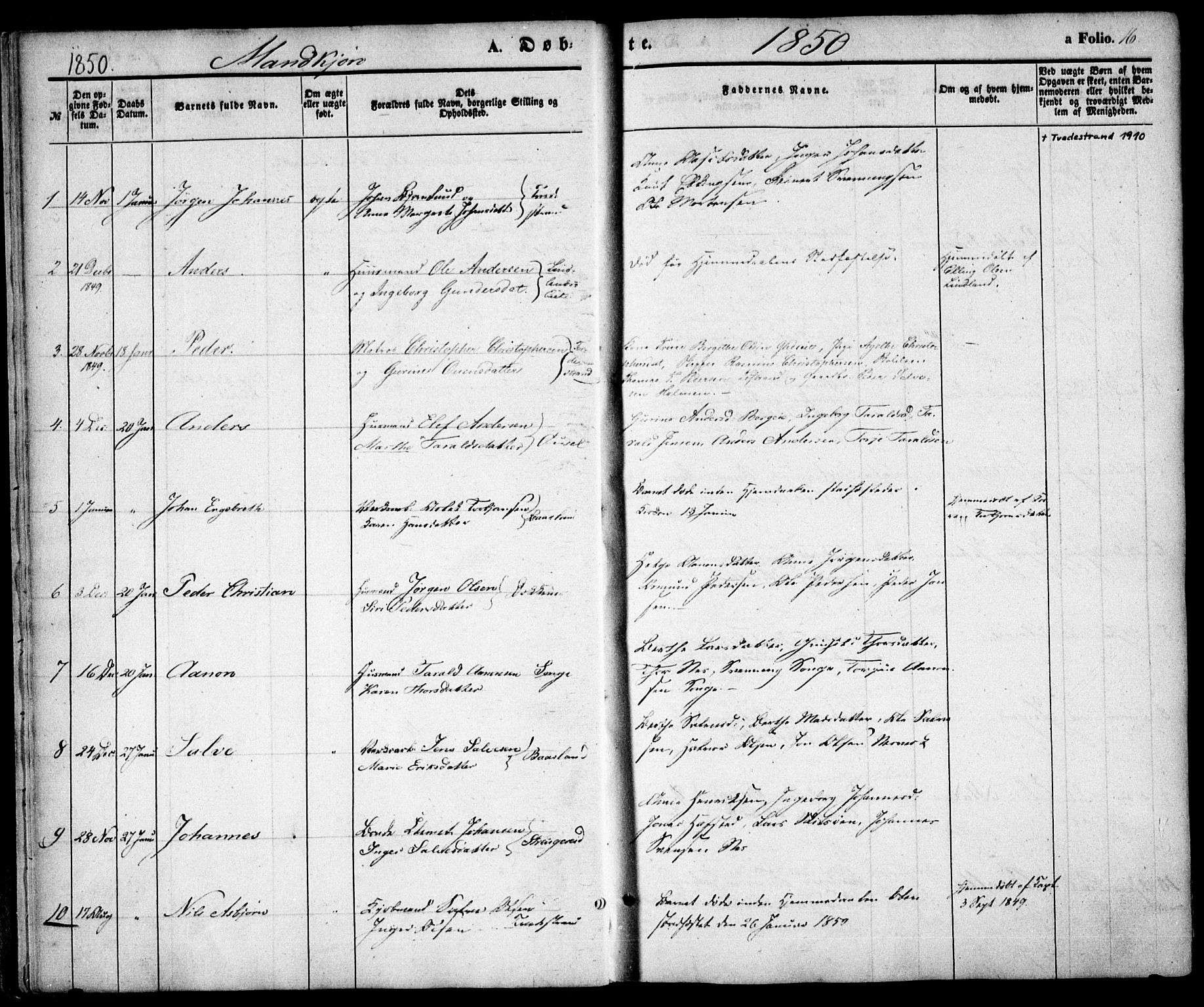 Holt sokneprestkontor, SAK/1111-0021/F/Fa/L0008: Parish register (official) no. A 8, 1849-1860, p. 17