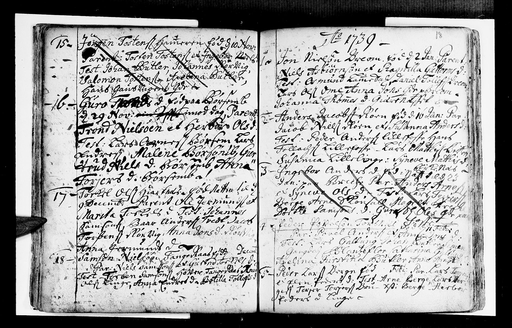 Strandebarm sokneprestembete, SAB/A-78401/H/Haa: Parish register (official) no. A 2 /1, 1727-1750, p. 18