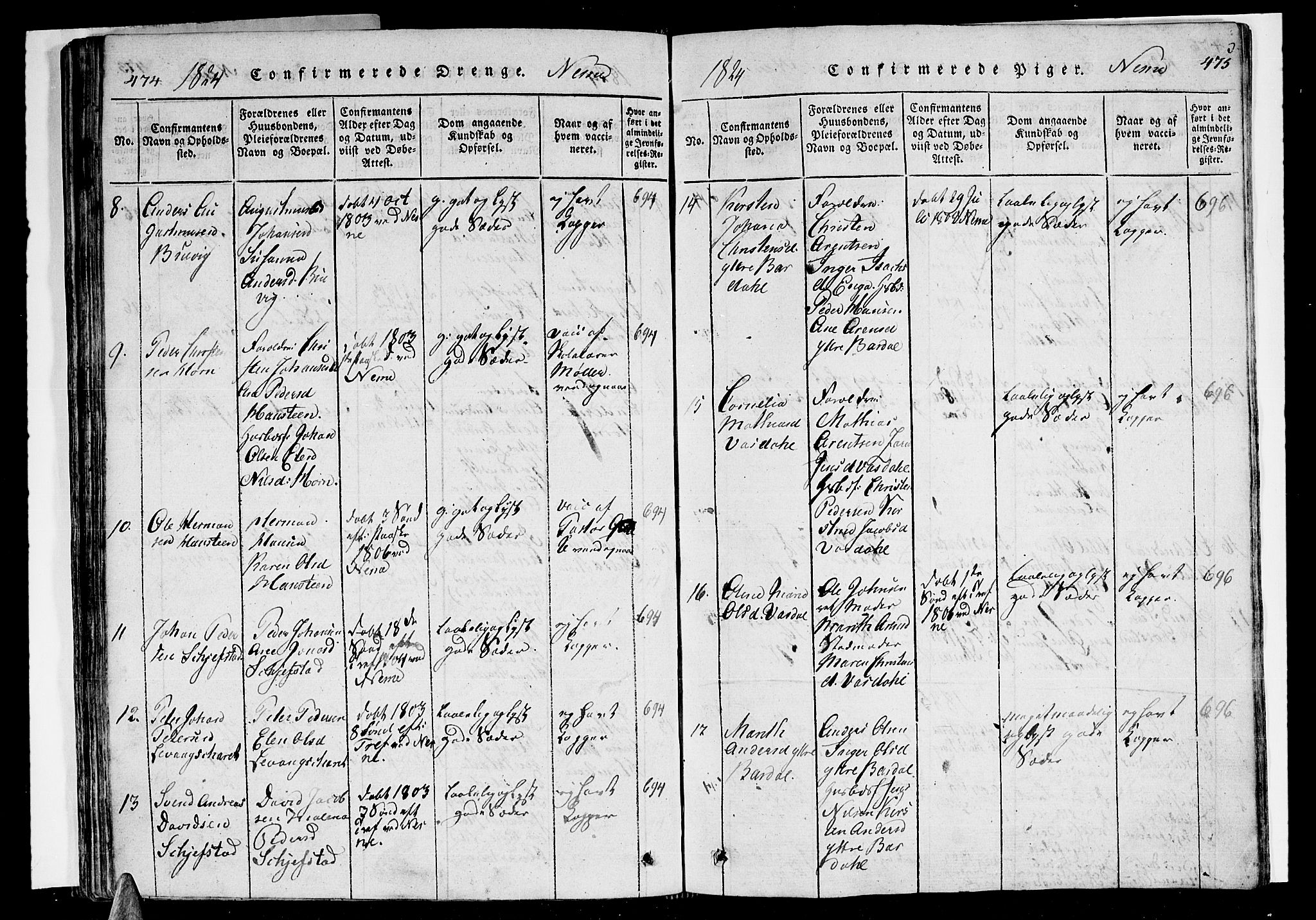 Ministerialprotokoller, klokkerbøker og fødselsregistre - Nordland, SAT/A-1459/838/L0546: Parish register (official) no. 838A05 /1, 1820-1828, p. 474-475