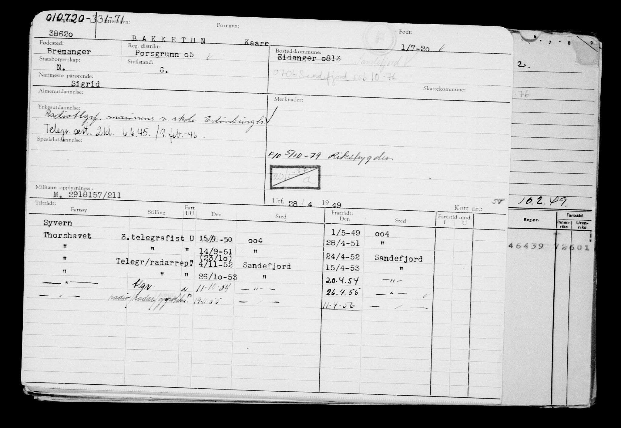 Direktoratet for sjømenn, AV/RA-S-3545/G/Gb/L0183: Hovedkort, 1920, p. 3