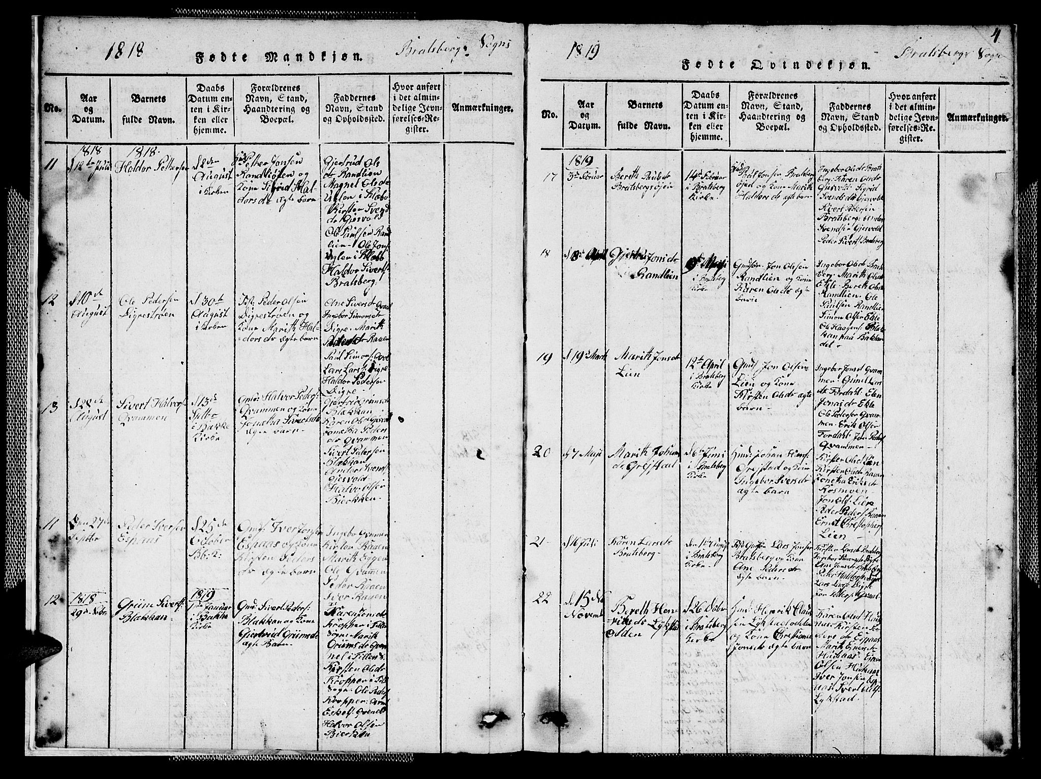 Ministerialprotokoller, klokkerbøker og fødselsregistre - Sør-Trøndelag, SAT/A-1456/608/L0336: Parish register (copy) no. 608C02, 1817-1827, p. 4