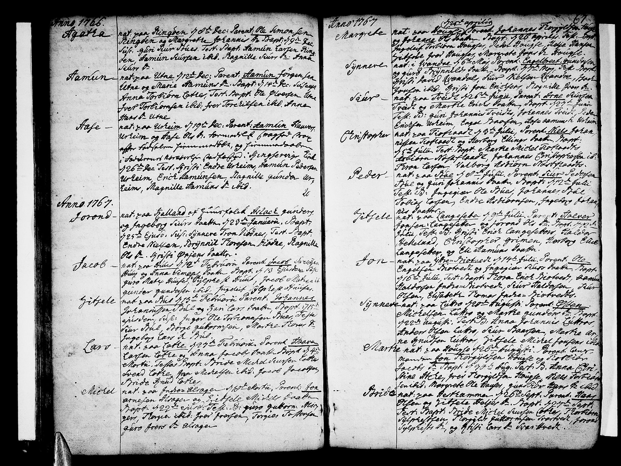 Ullensvang sokneprestembete, SAB/A-78701/H/Haa: Parish register (official) no. A 6 /2, 1758-1788, p. 67