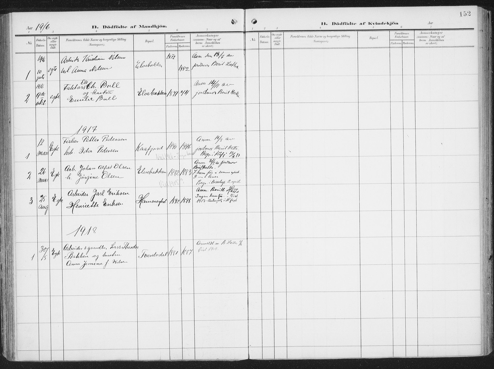 Alta sokneprestkontor, SATØ/S-1338/H/Ha/L0005.kirke: Parish register (official) no. 5, 1904-1918, p. 152
