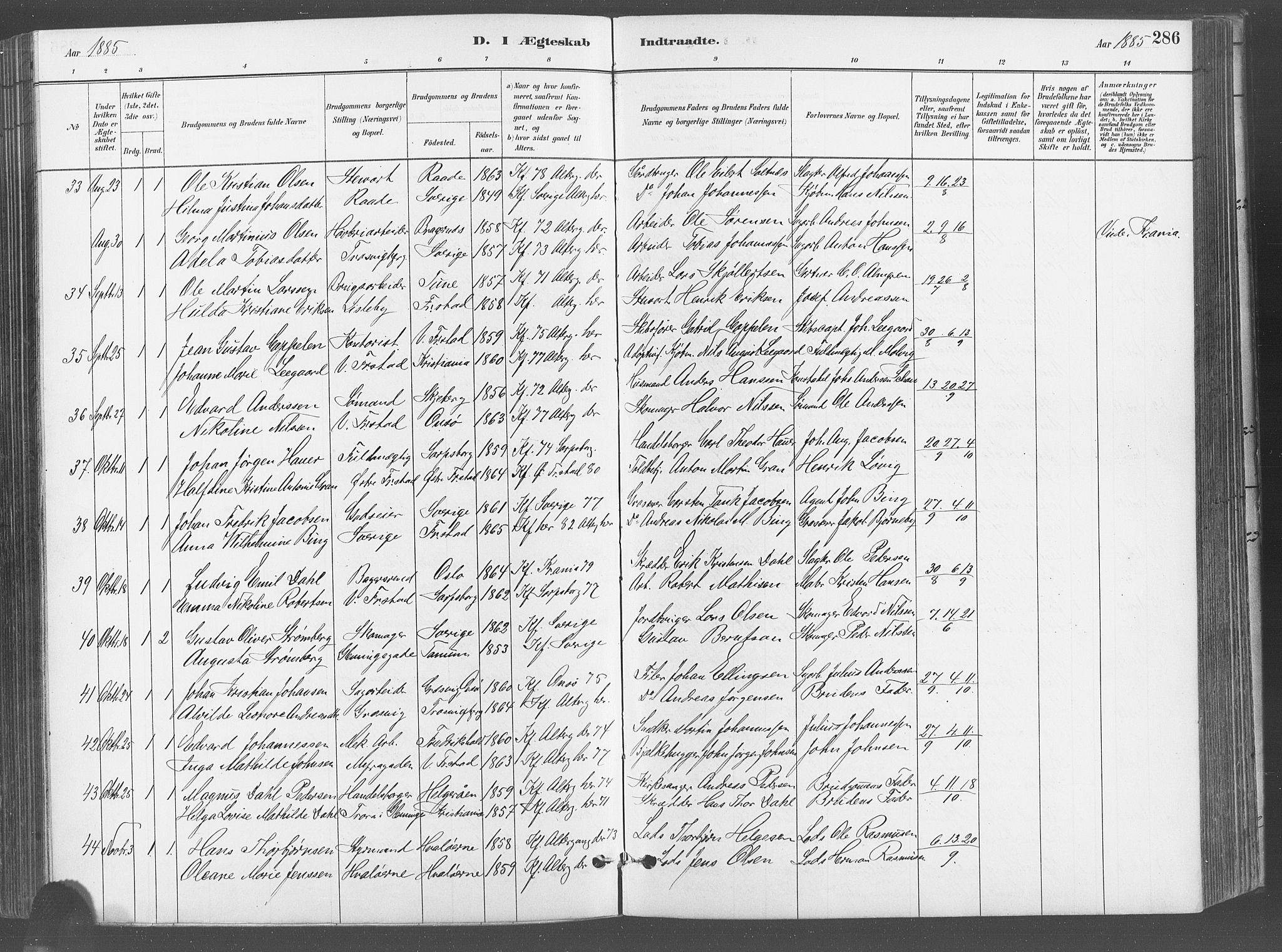Fredrikstad domkirkes prestekontor Kirkebøker, SAO/A-10906/G/Ga/L0003: Parish register (copy) no. 3, 1880-1900, p. 286
