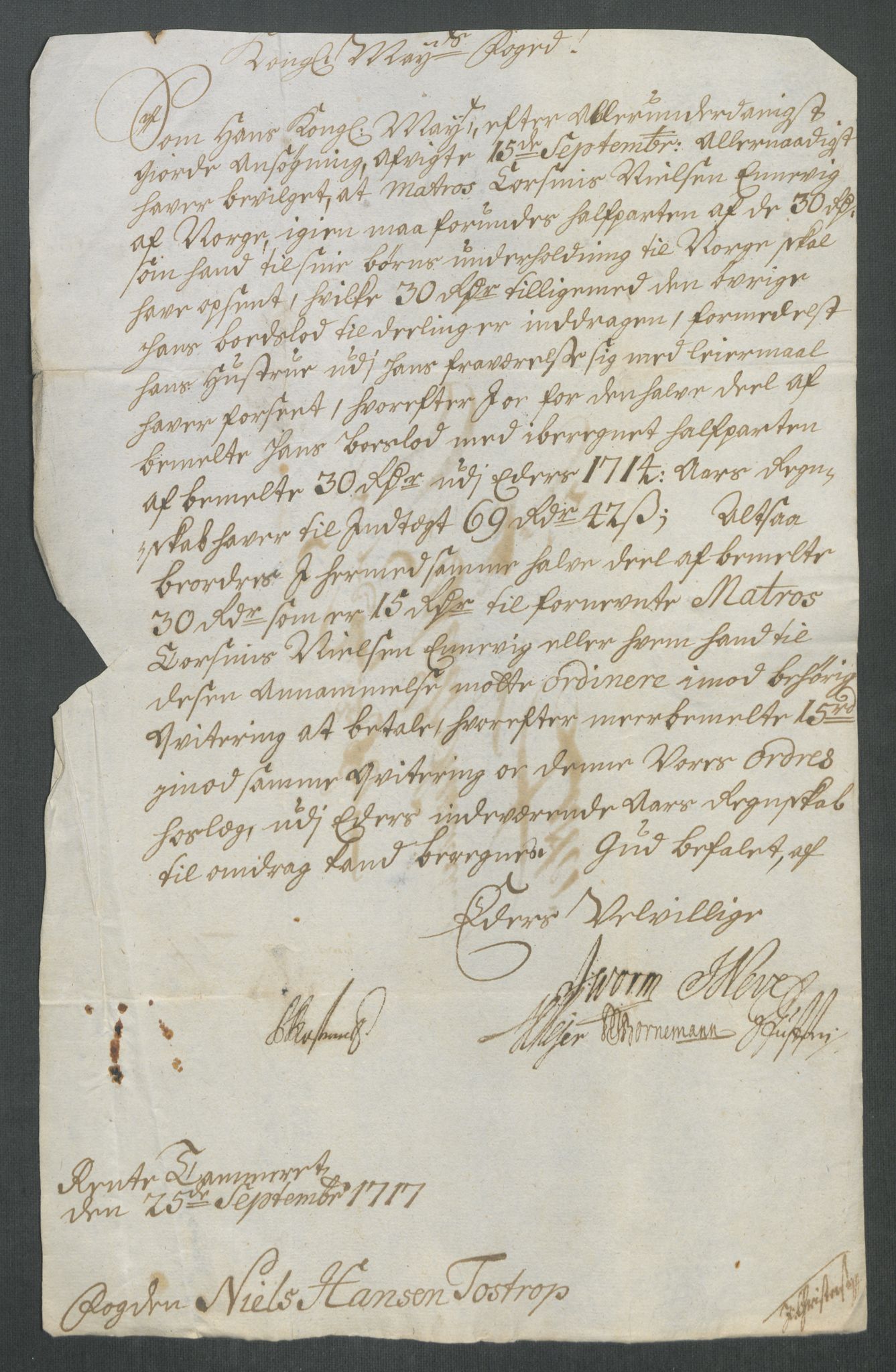 Rentekammeret inntil 1814, Reviderte regnskaper, Fogderegnskap, AV/RA-EA-4092/R43/L2561: Fogderegnskap Lista og Mandal, 1717, p. 493