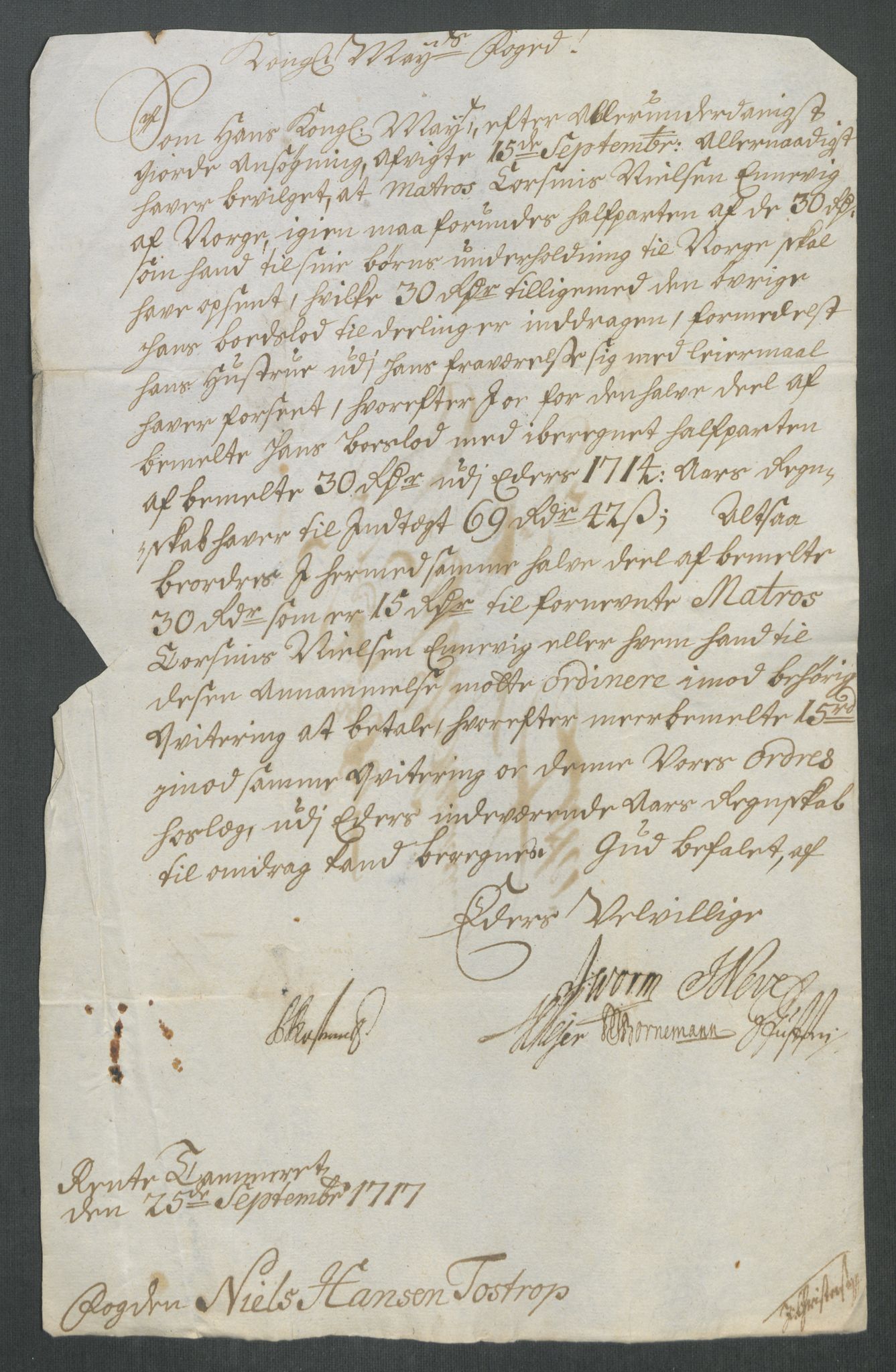 Rentekammeret inntil 1814, Reviderte regnskaper, Fogderegnskap, RA/EA-4092/R43/L2561: Fogderegnskap Lista og Mandal, 1717, p. 493