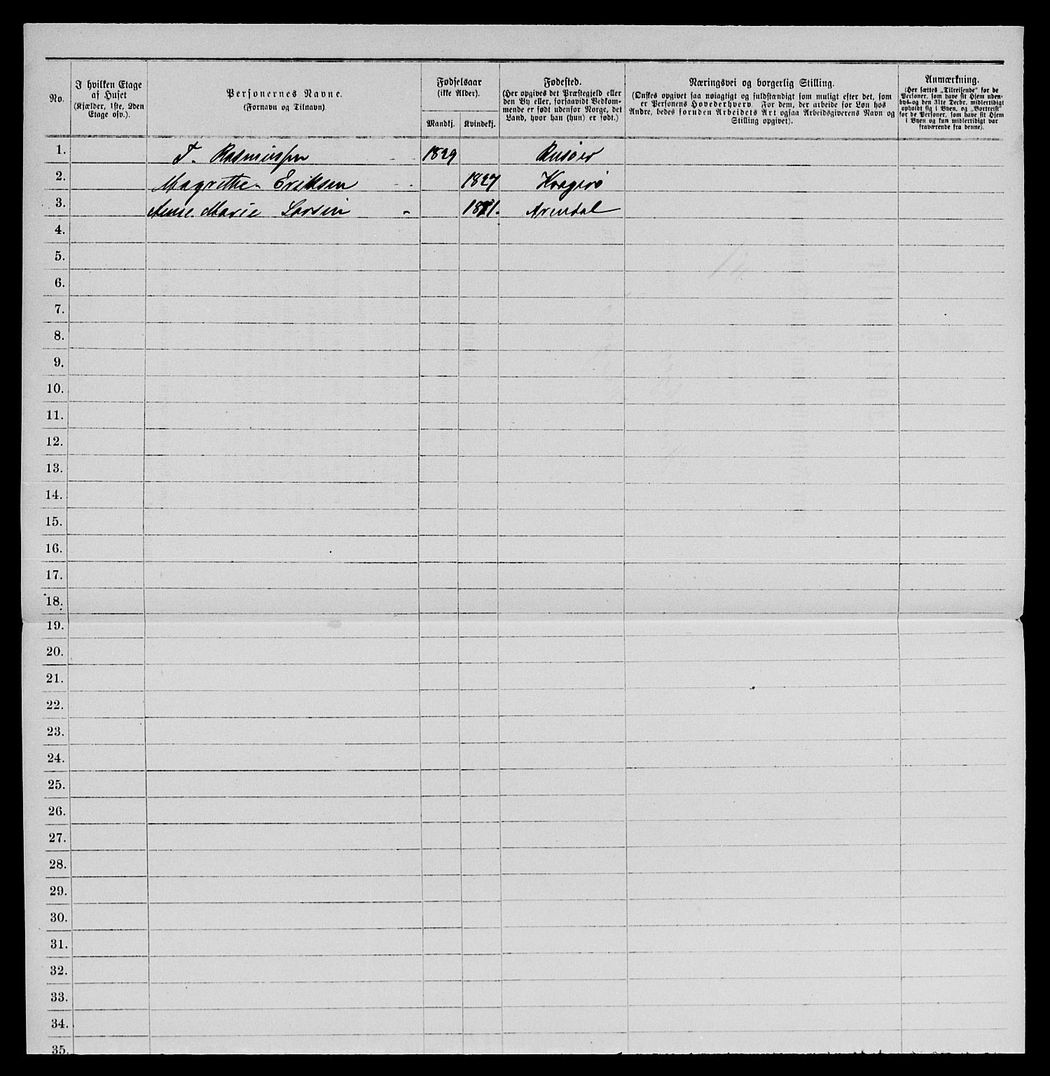 SAKO, 1885 census for 0801 Kragerø, 1885, p. 1119