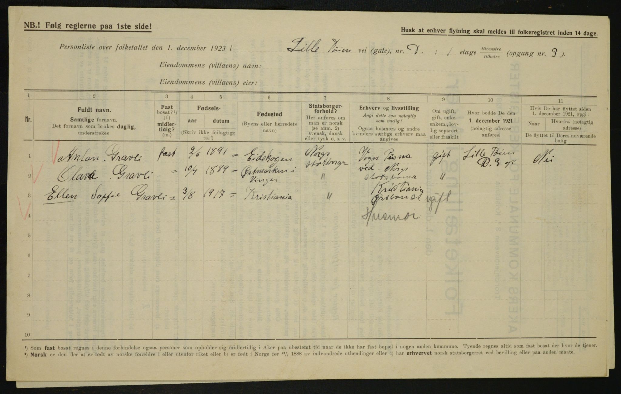 , Municipal Census 1923 for Aker, 1923, p. 26395