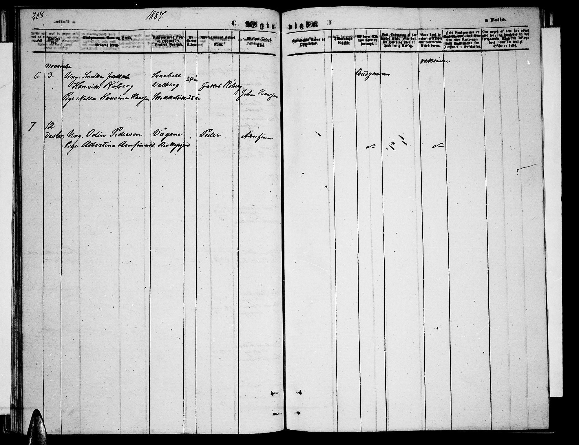 Ministerialprotokoller, klokkerbøker og fødselsregistre - Nordland, AV/SAT-A-1459/884/L1196: Parish register (copy) no. 884C02, 1860-1887, p. 208