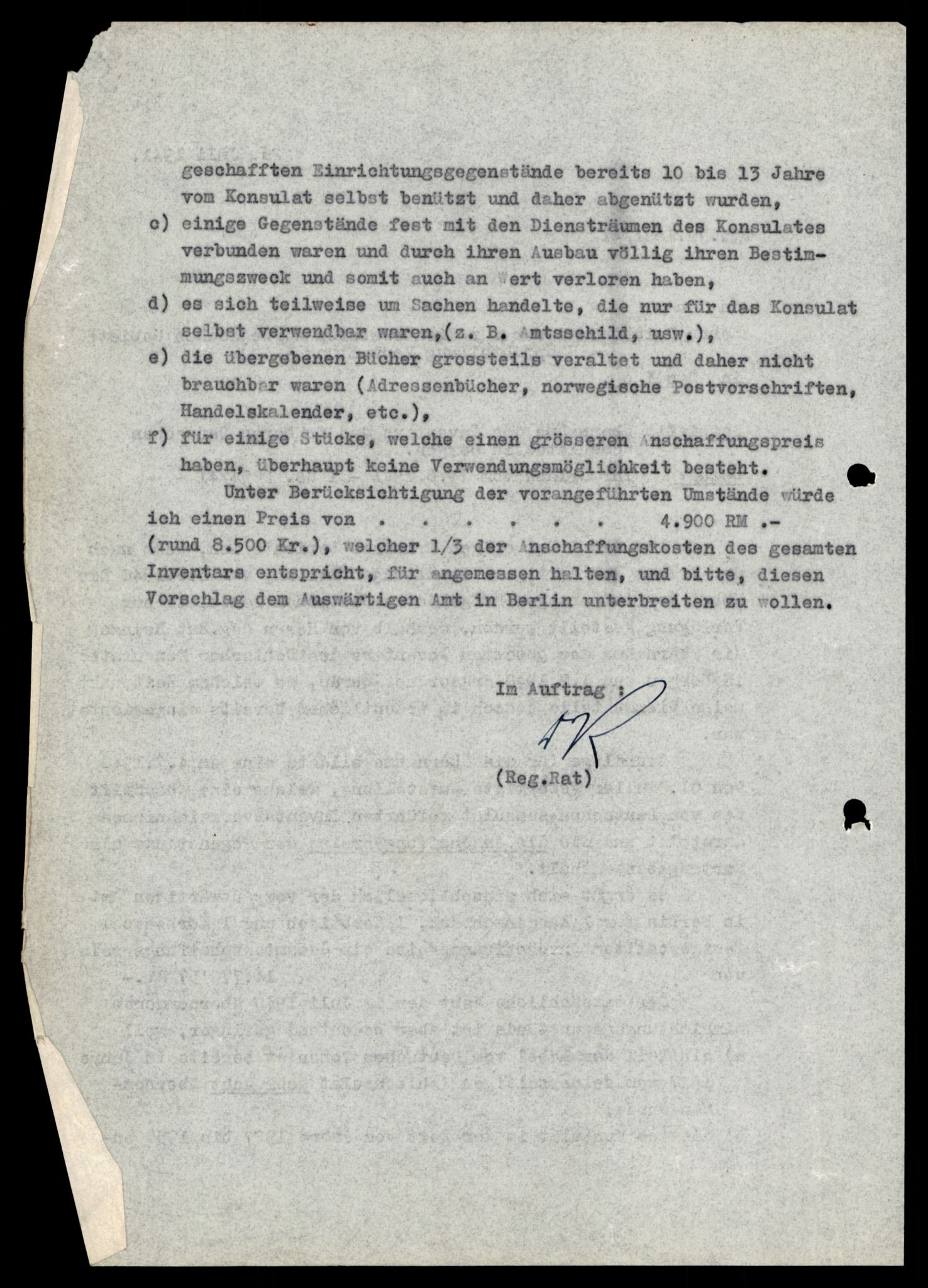 Forsvarets Overkommando. 2 kontor. Arkiv 11.4. Spredte tyske arkivsaker, AV/RA-RAFA-7031/D/Dar/Darc/L0021: FO.II. Tyske konsulater, 1929-1940, p. 103