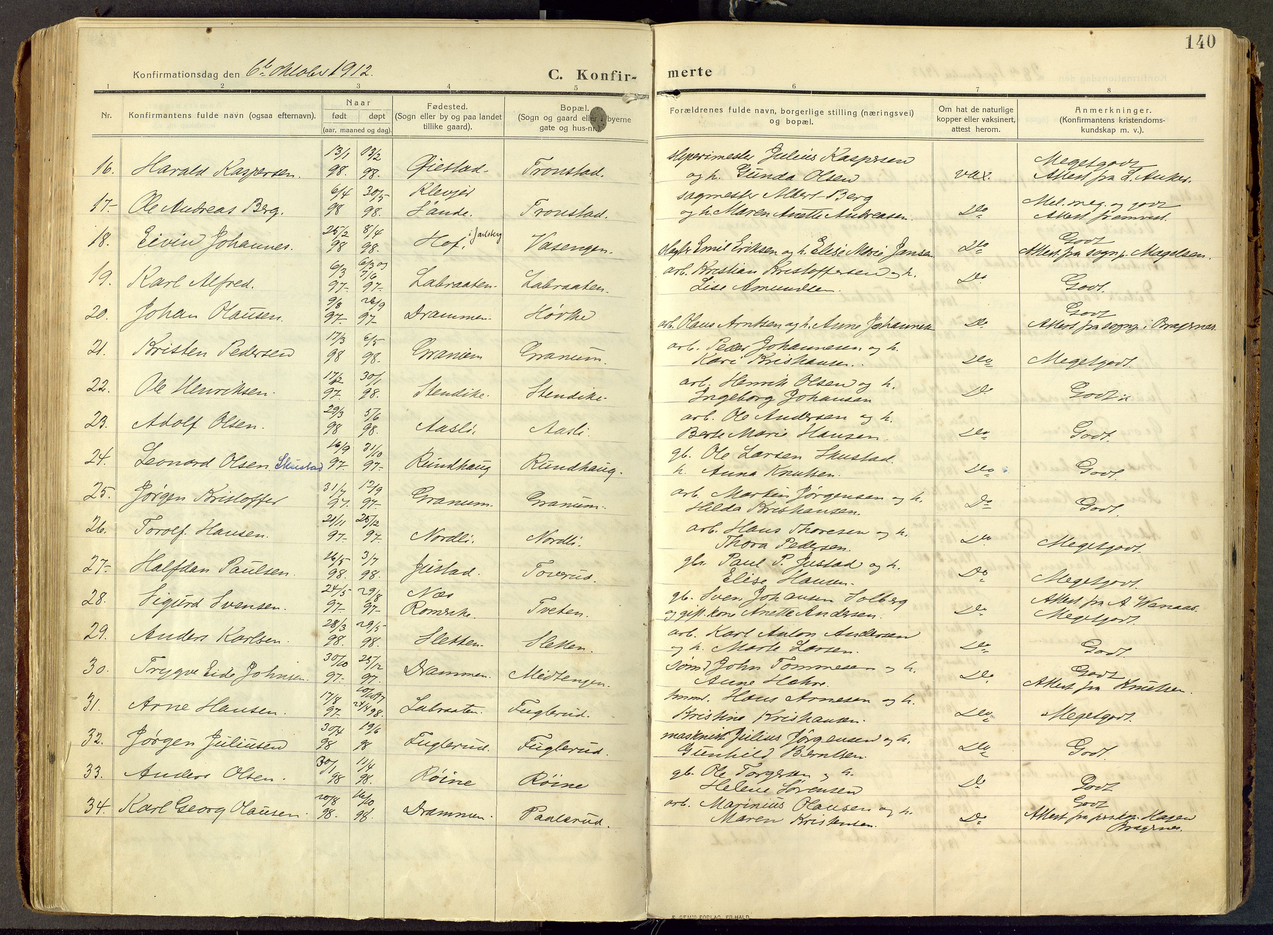 Parish register (official) no. III 1, 1910-1936, p. 140