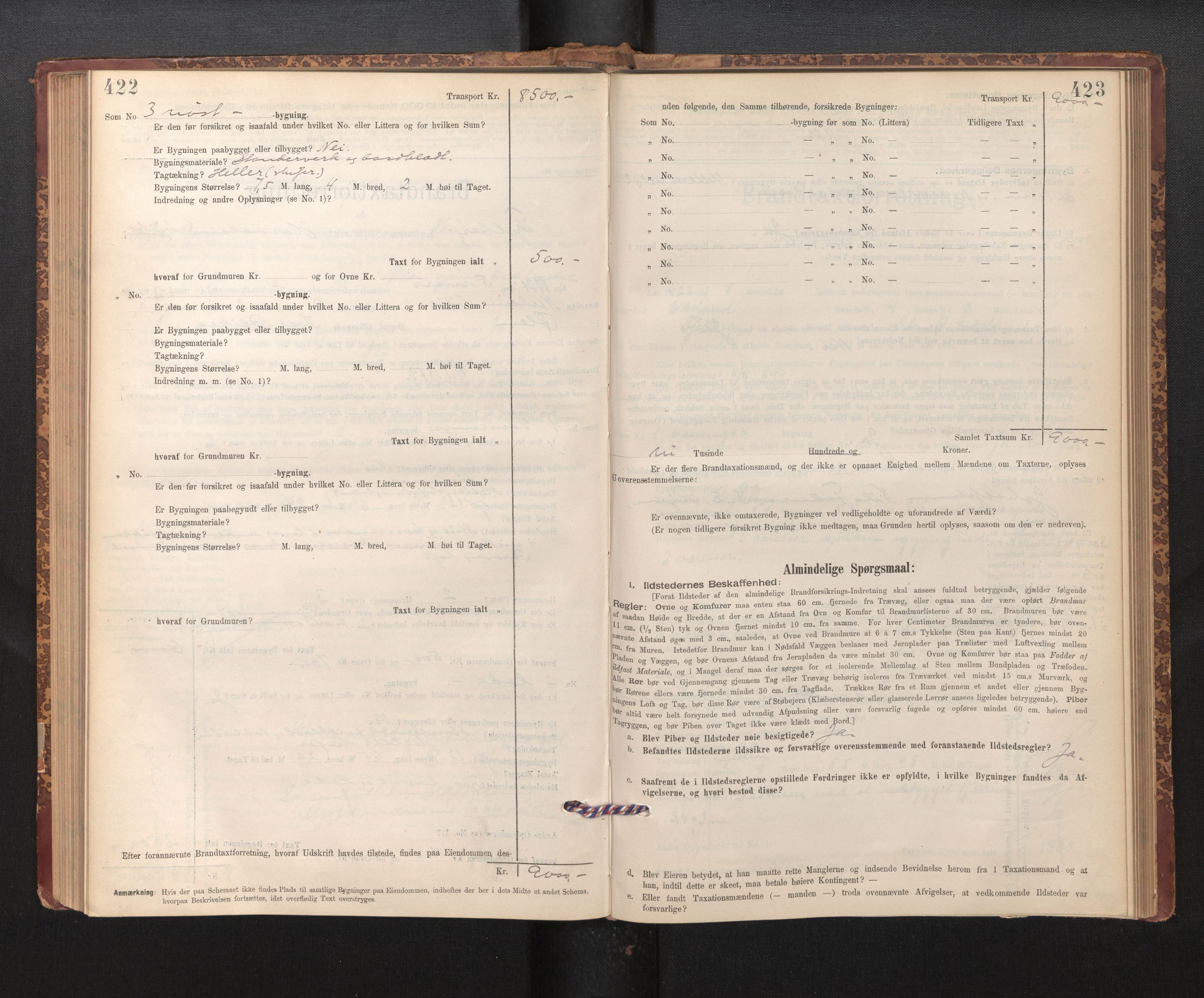 Lensmannen i Fjelberg, SAB/A-32101/0012/L0007: Branntakstprotokoll, skjematakst, 1895-1949, p. 422-423