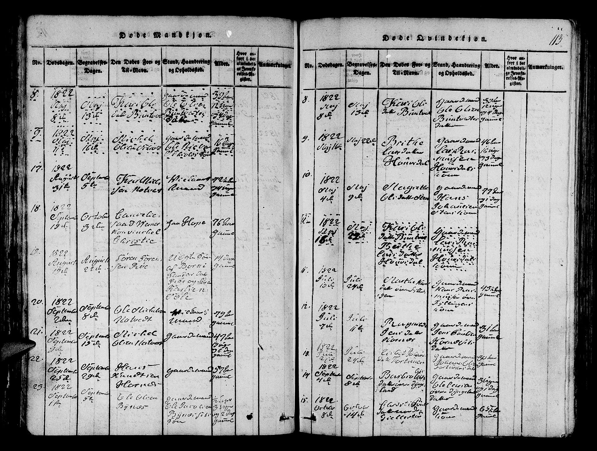 Fana Sokneprestembete, SAB/A-75101/H/Hab/Haba/L0001: Parish register (copy) no. A 1, 1816-1836, p. 113