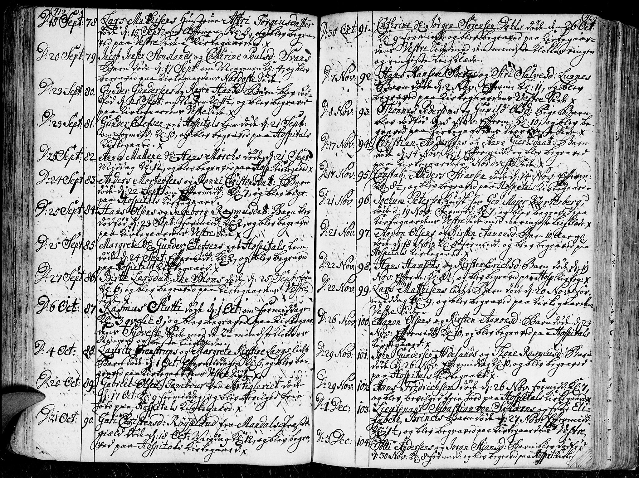 Kristiansand domprosti, AV/SAK-1112-0006/F/Fa/L0001: Parish register (official) no. A 1, 1734-1793, p. 412-413