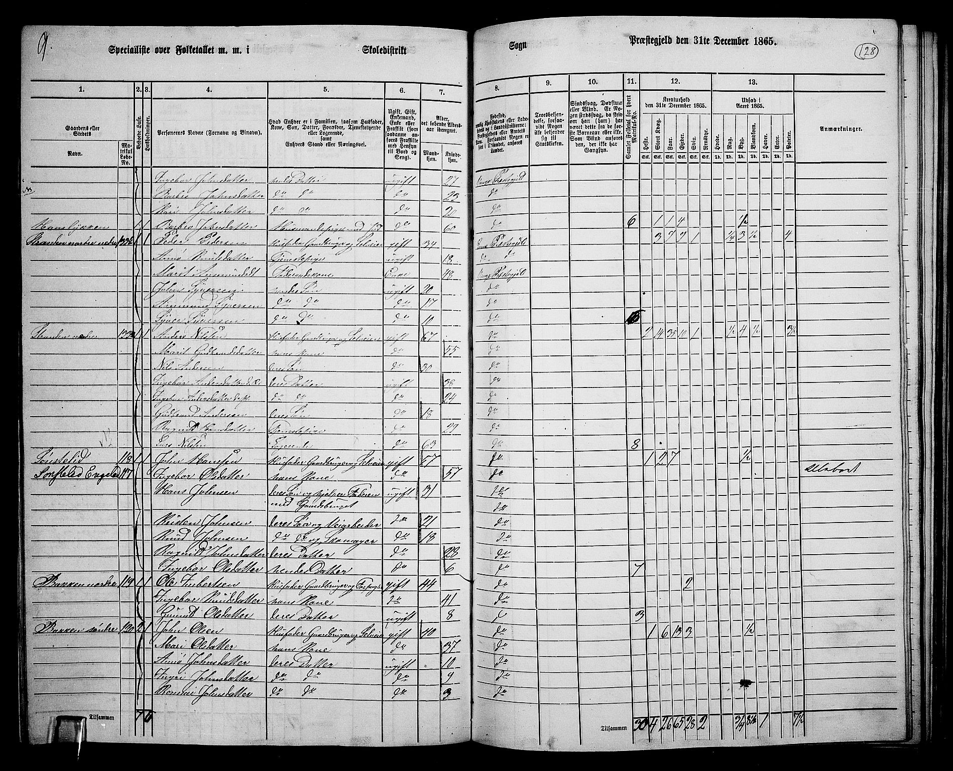 RA, 1865 census for Vågå, 1865, p. 118