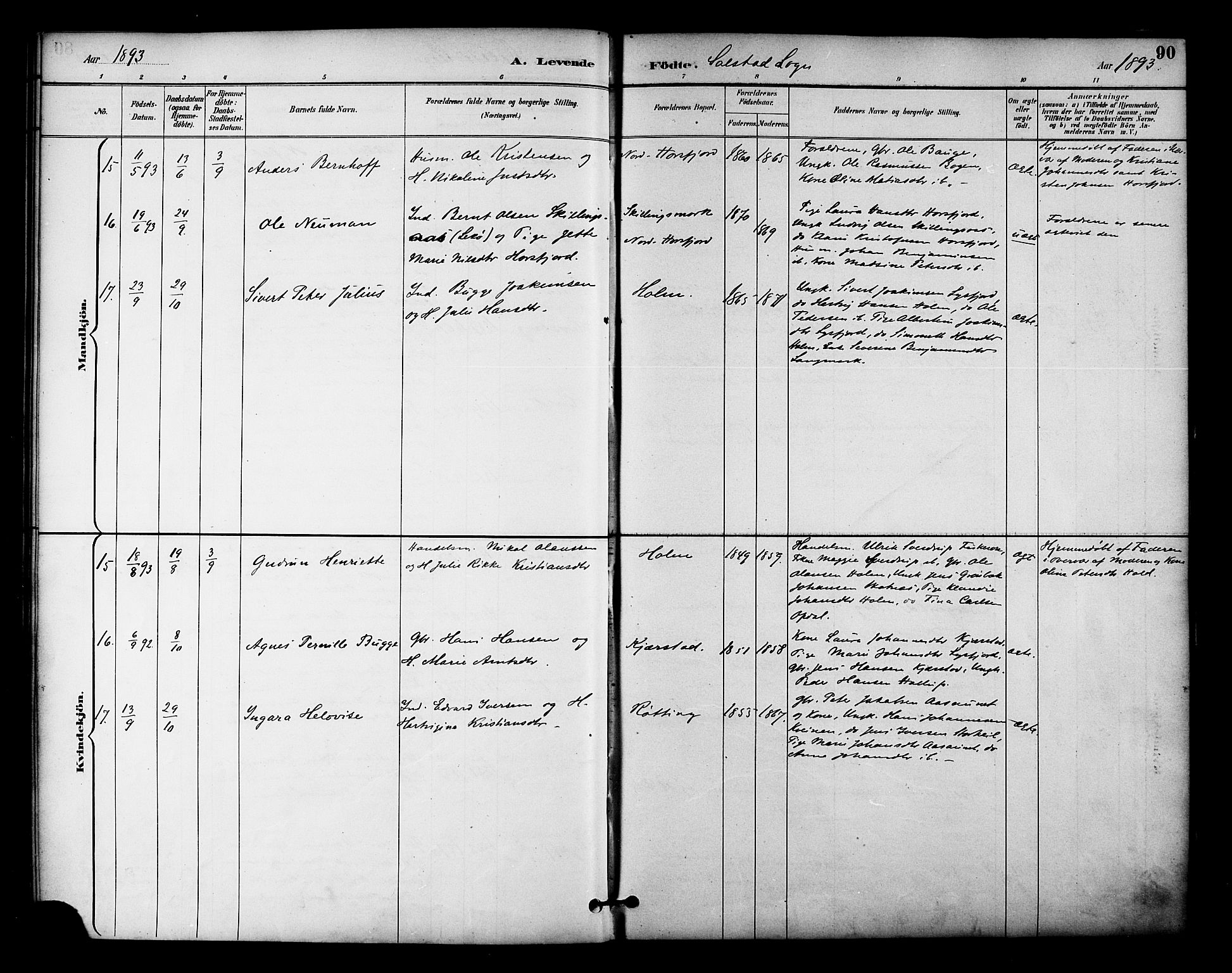 Ministerialprotokoller, klokkerbøker og fødselsregistre - Nordland, SAT/A-1459/810/L0151: Parish register (official) no. 810A10 /2, 1885-1895, p. 90