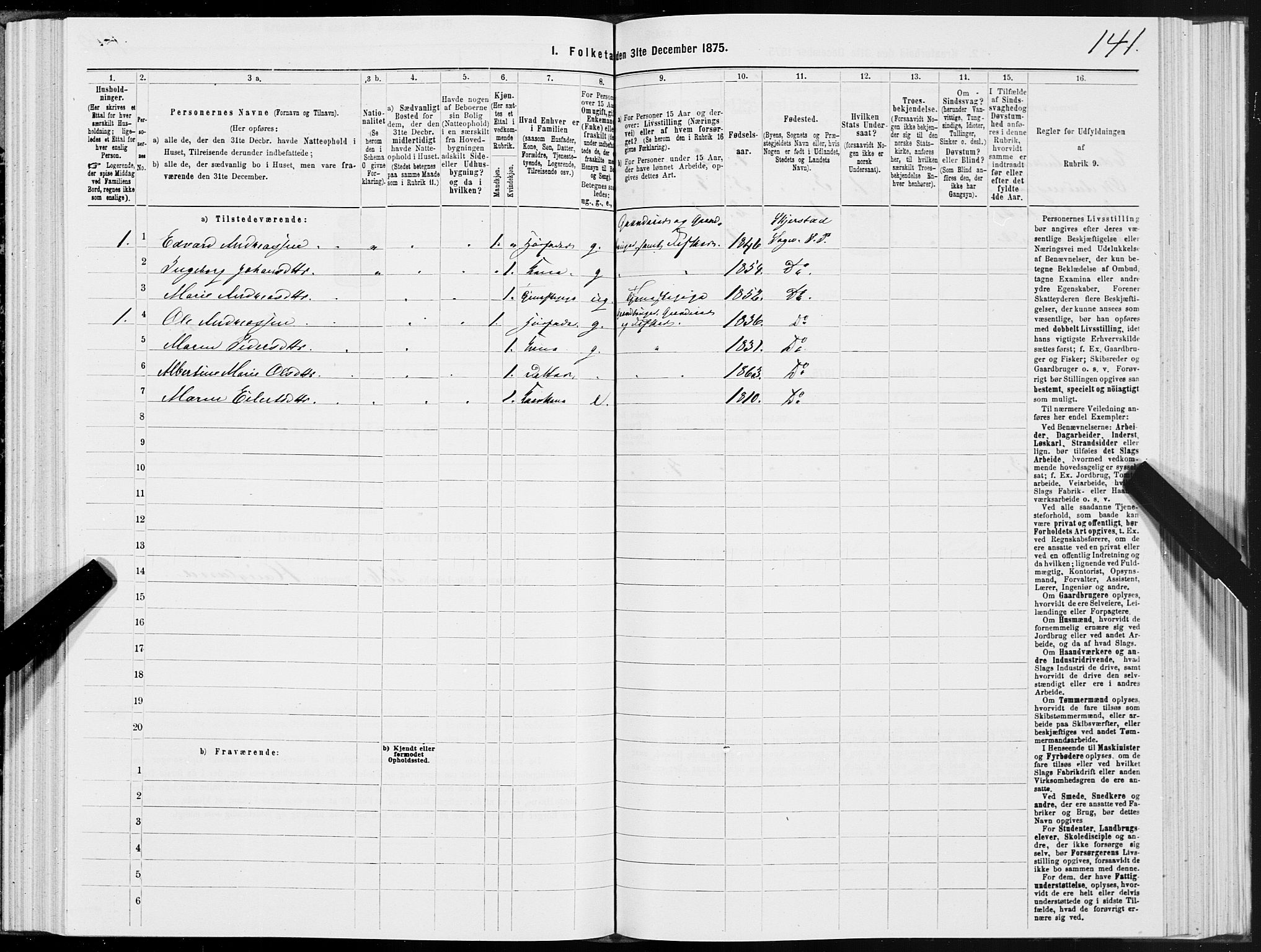 SAT, 1875 census for 1842P Skjerstad, 1875, p. 4141