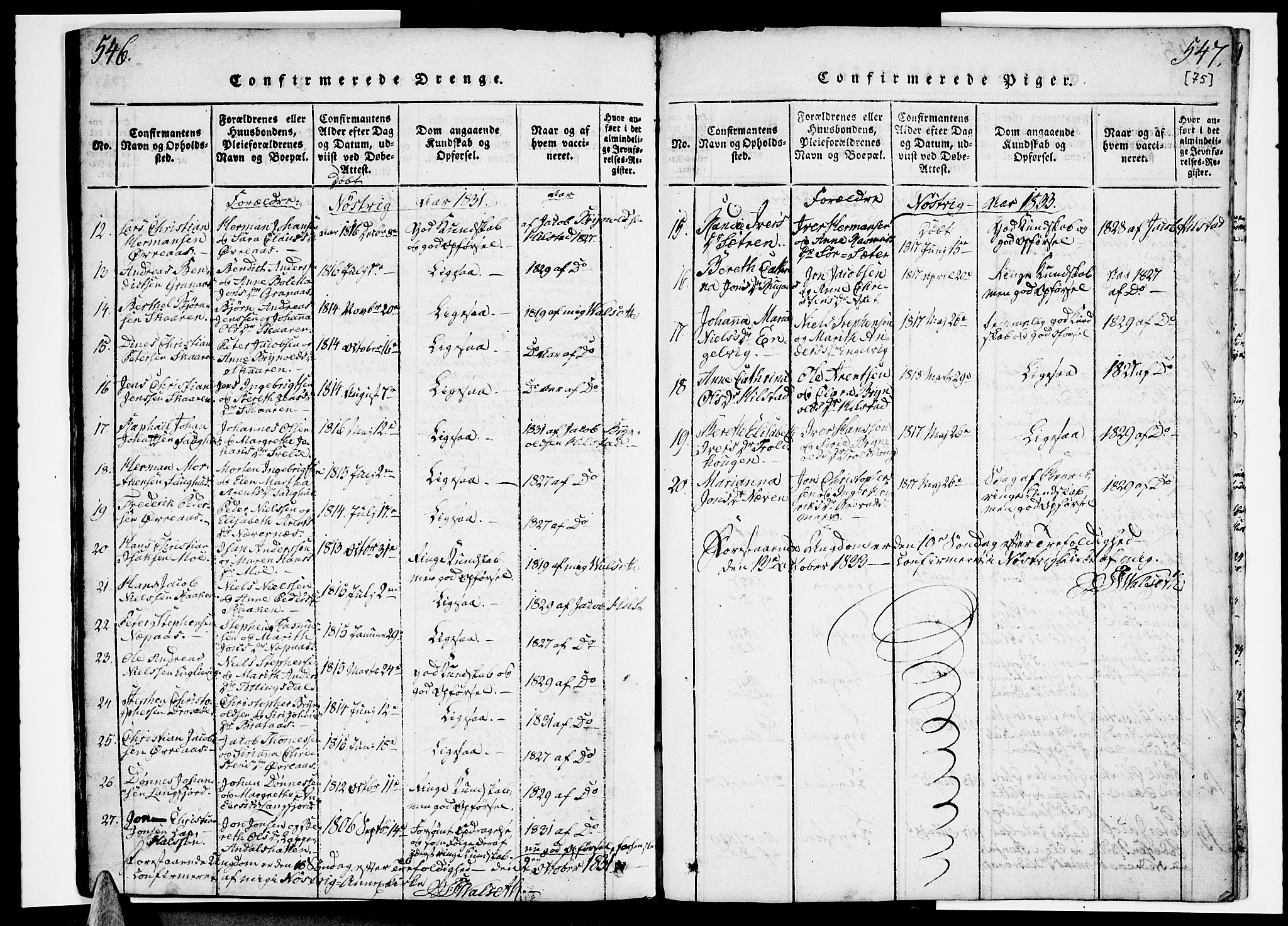 Ministerialprotokoller, klokkerbøker og fødselsregistre - Nordland, AV/SAT-A-1459/814/L0223: Parish register (official) no. 814A04, 1820-1833, p. 546-547