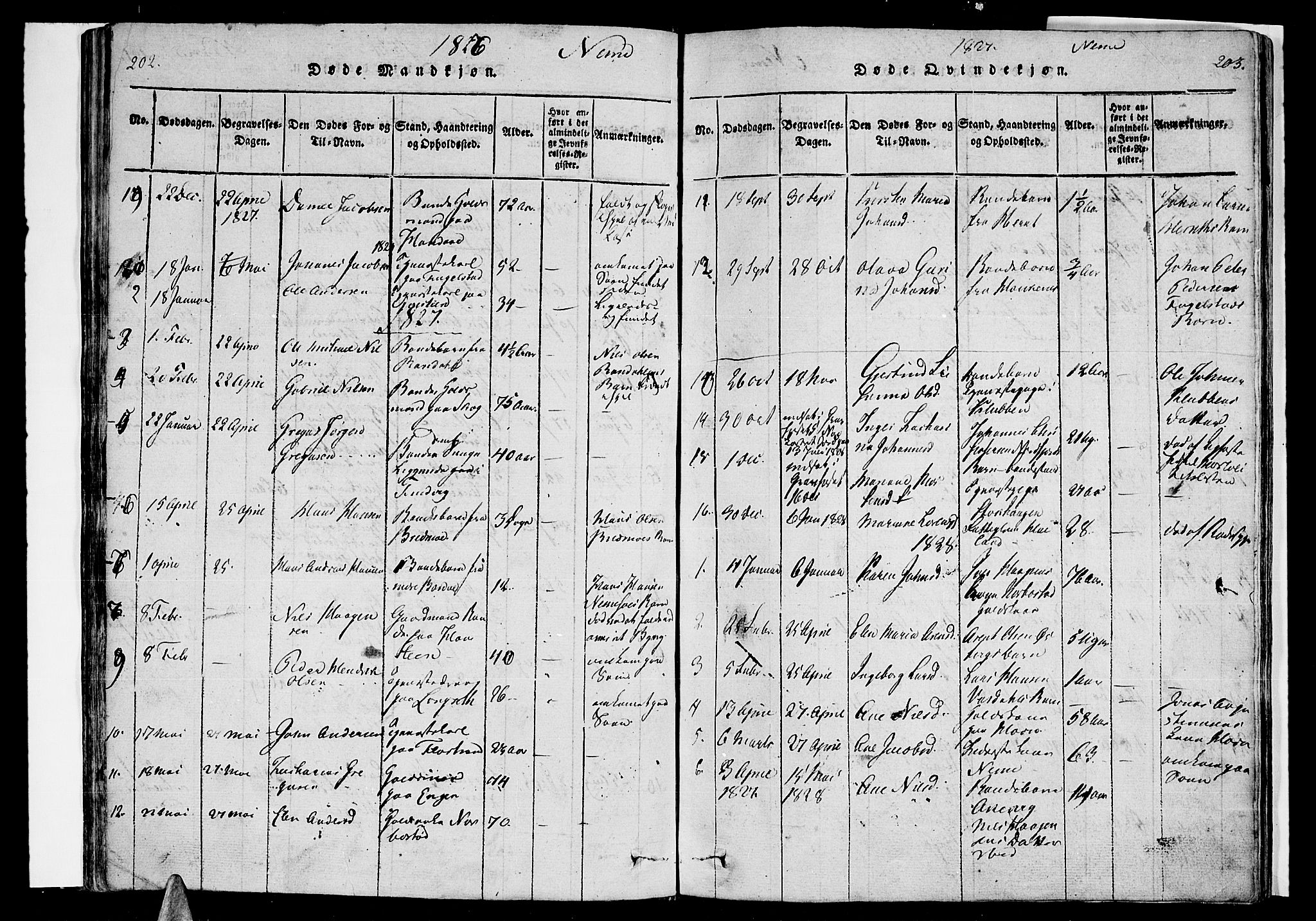 Ministerialprotokoller, klokkerbøker og fødselsregistre - Nordland, AV/SAT-A-1459/838/L0546: Parish register (official) no. 838A05 /1, 1820-1828, p. 202-203