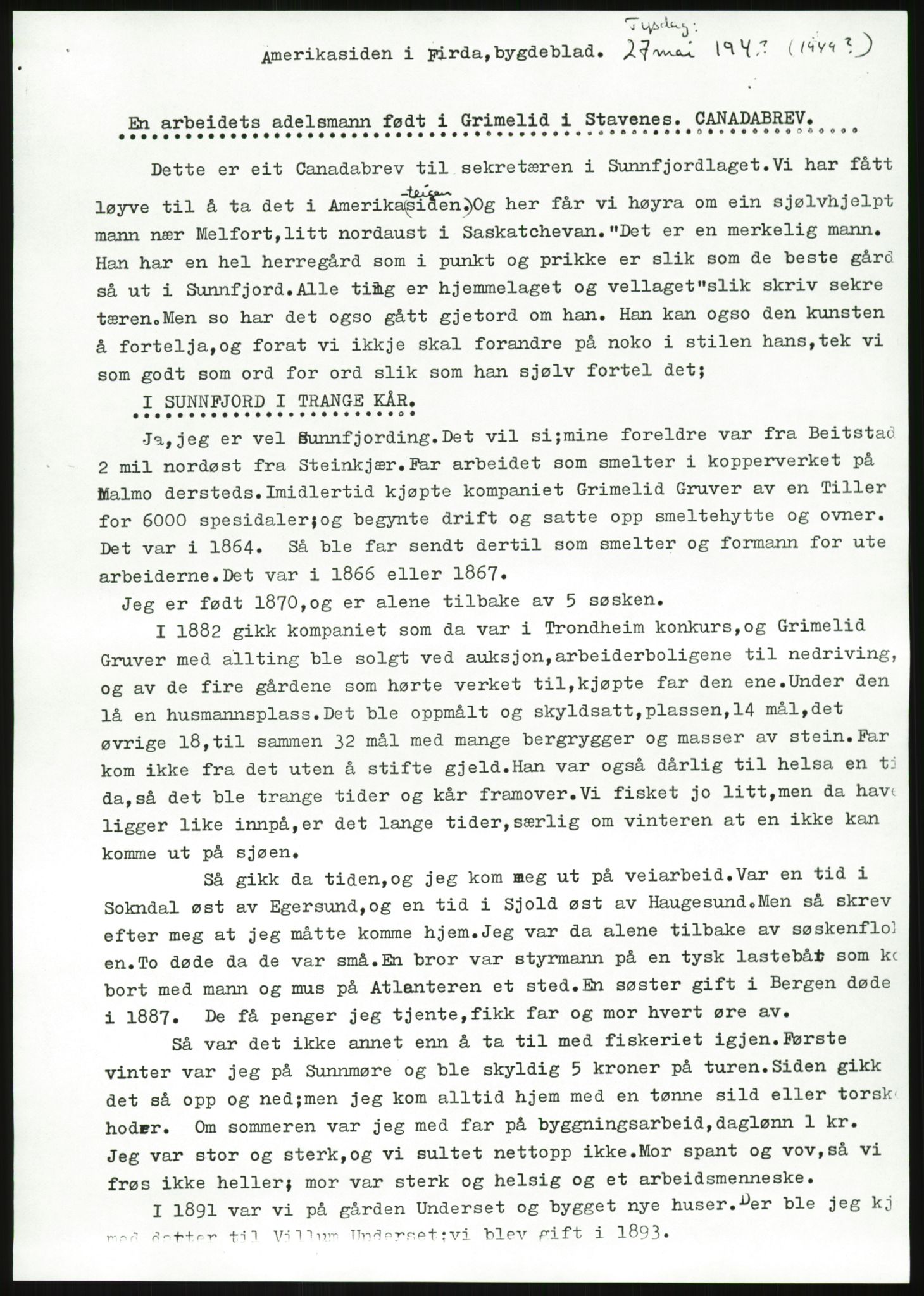 Samlinger til kildeutgivelse, Amerikabrevene, AV/RA-EA-4057/F/L0027: Innlån fra Aust-Agder: Dannevig - Valsgård, 1838-1914, p. 721