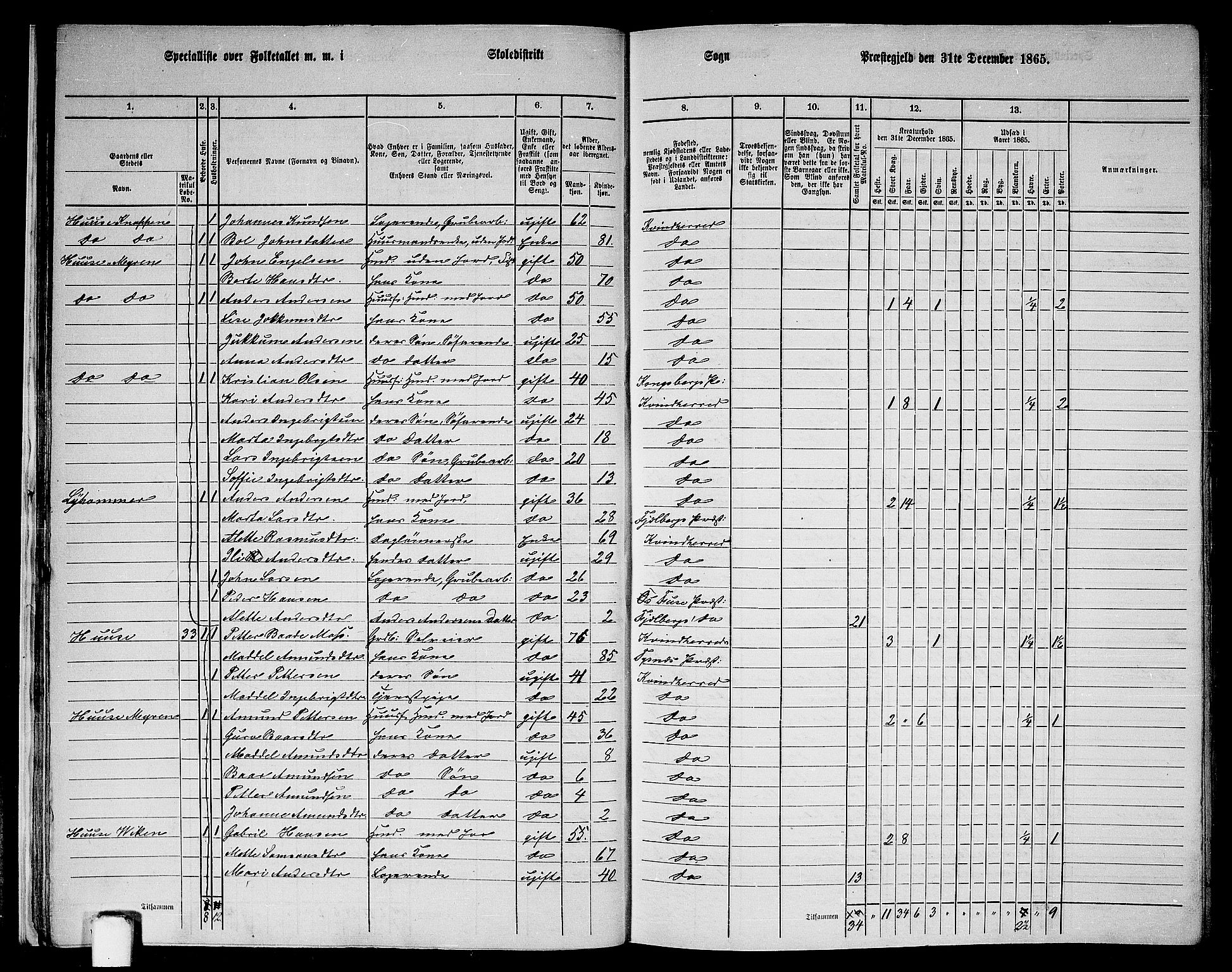 RA, 1865 census for Kvinnherad, 1865, p. 29