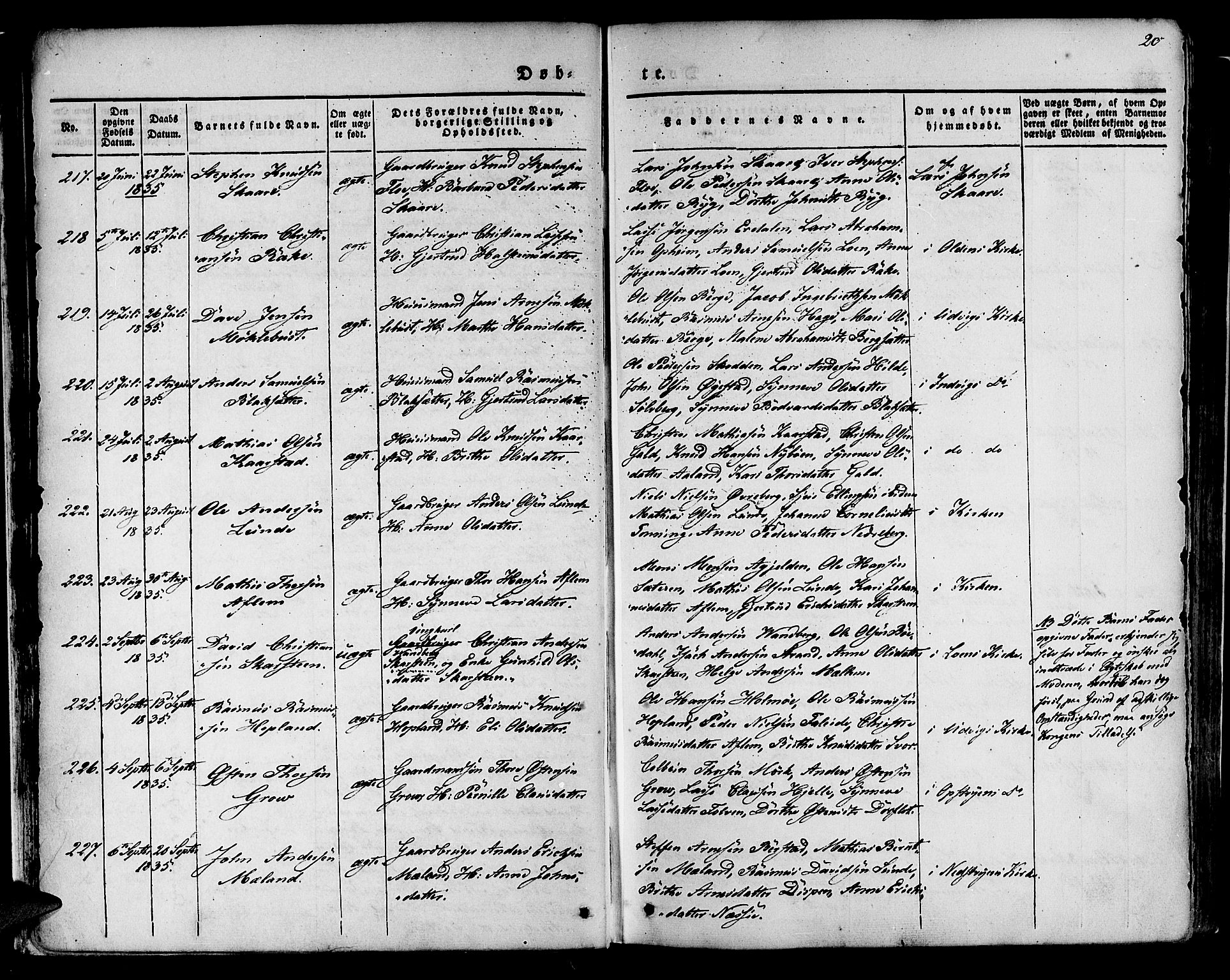 Innvik sokneprestembete, SAB/A-80501: Parish register (official) no. A 4I, 1831-1846, p. 20