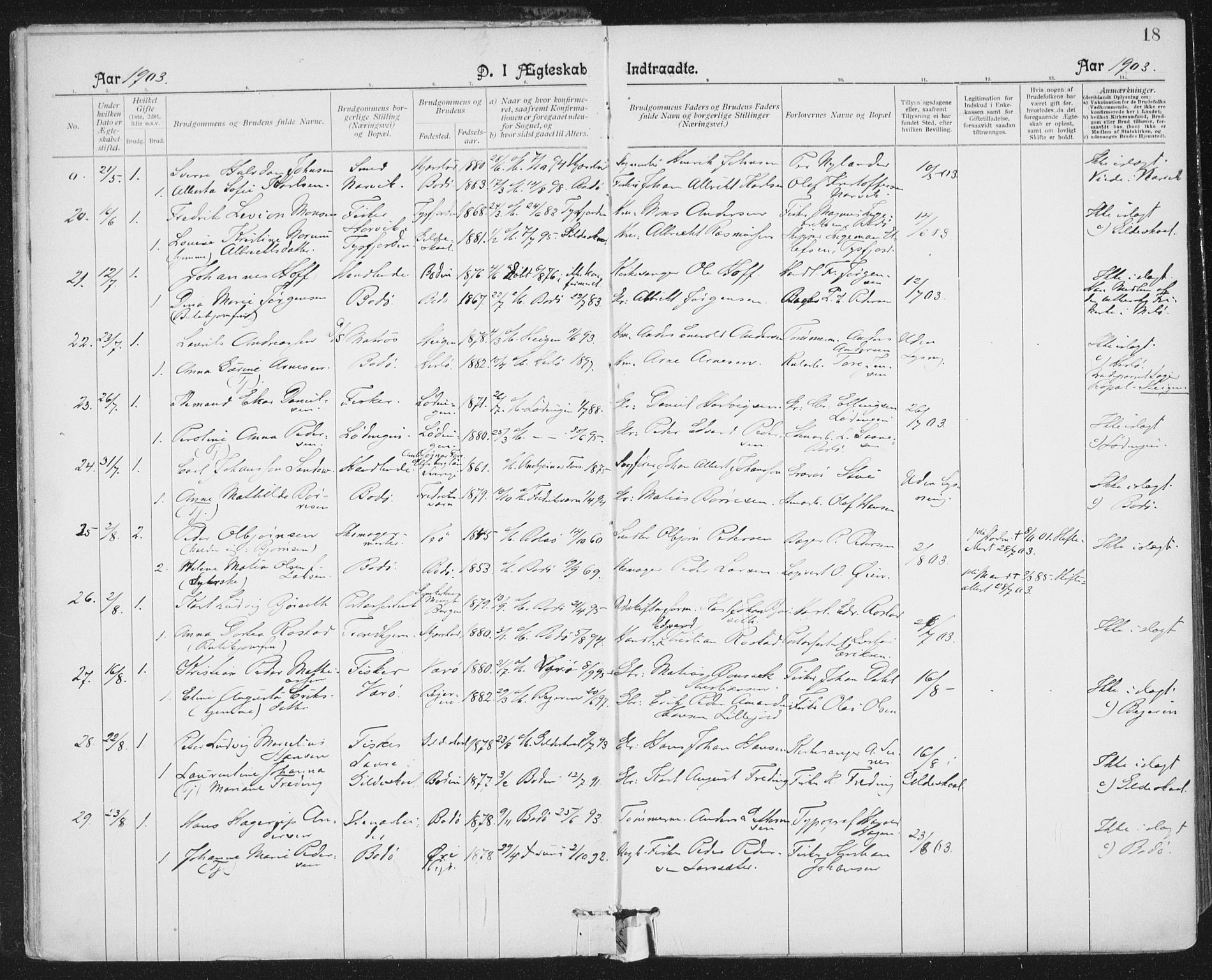 Ministerialprotokoller, klokkerbøker og fødselsregistre - Nordland, AV/SAT-A-1459/801/L0012: Parish register (official) no. 801A12, 1900-1916, p. 18