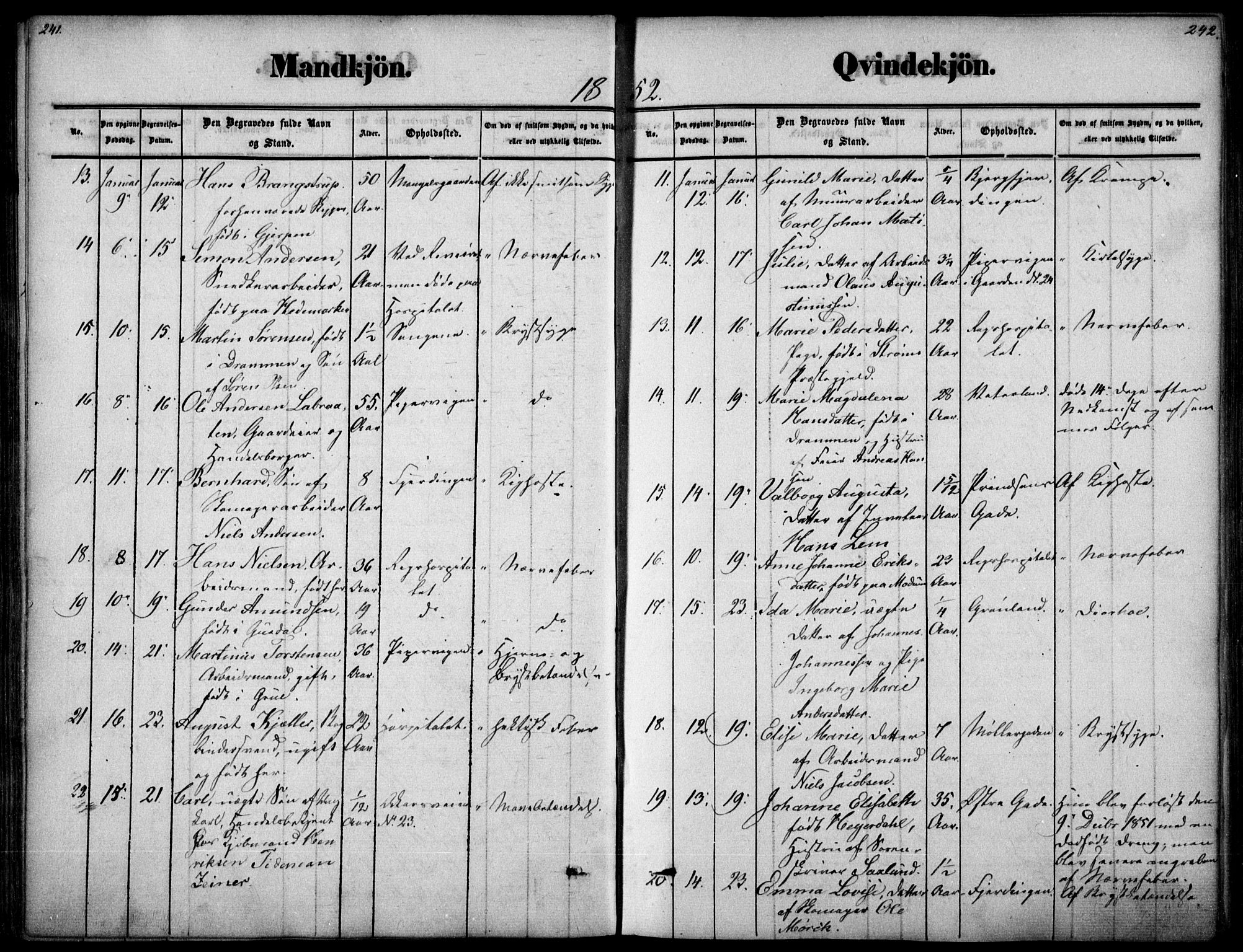 Oslo domkirke Kirkebøker, AV/SAO-A-10752/F/Fa/L0025: Parish register (official) no. 25, 1847-1867, p. 241-242