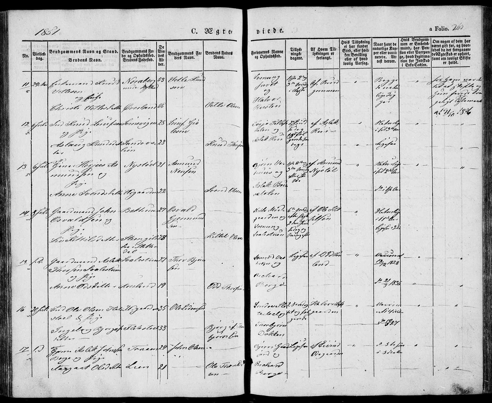 Vinje kirkebøker, AV/SAKO-A-312/F/Fa/L0004: Parish register (official) no. I 4, 1843-1869, p. 265