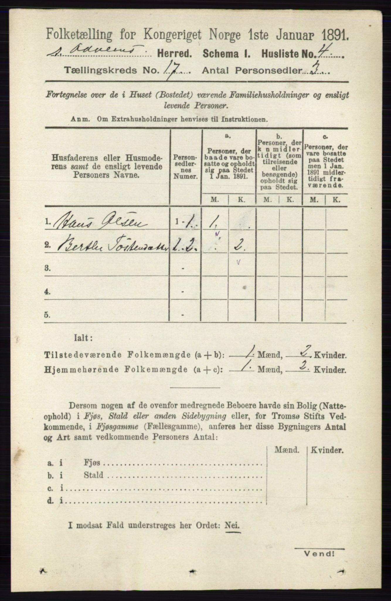 RA, 1891 census for 0419 Sør-Odal, 1891, p. 7784