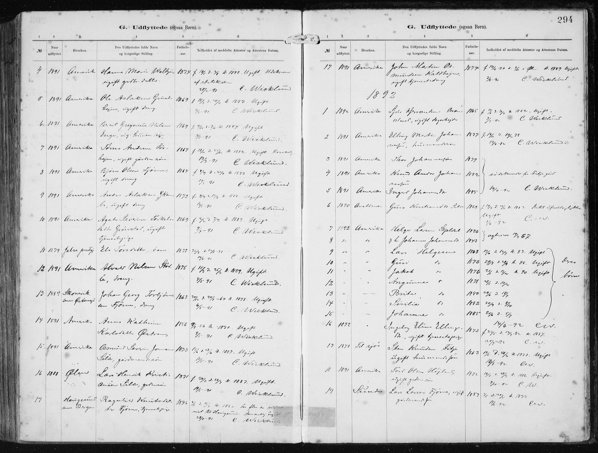Etne sokneprestembete, SAB/A-75001/H/Haa: Parish register (official) no. B  1, 1879-1919, p. 294