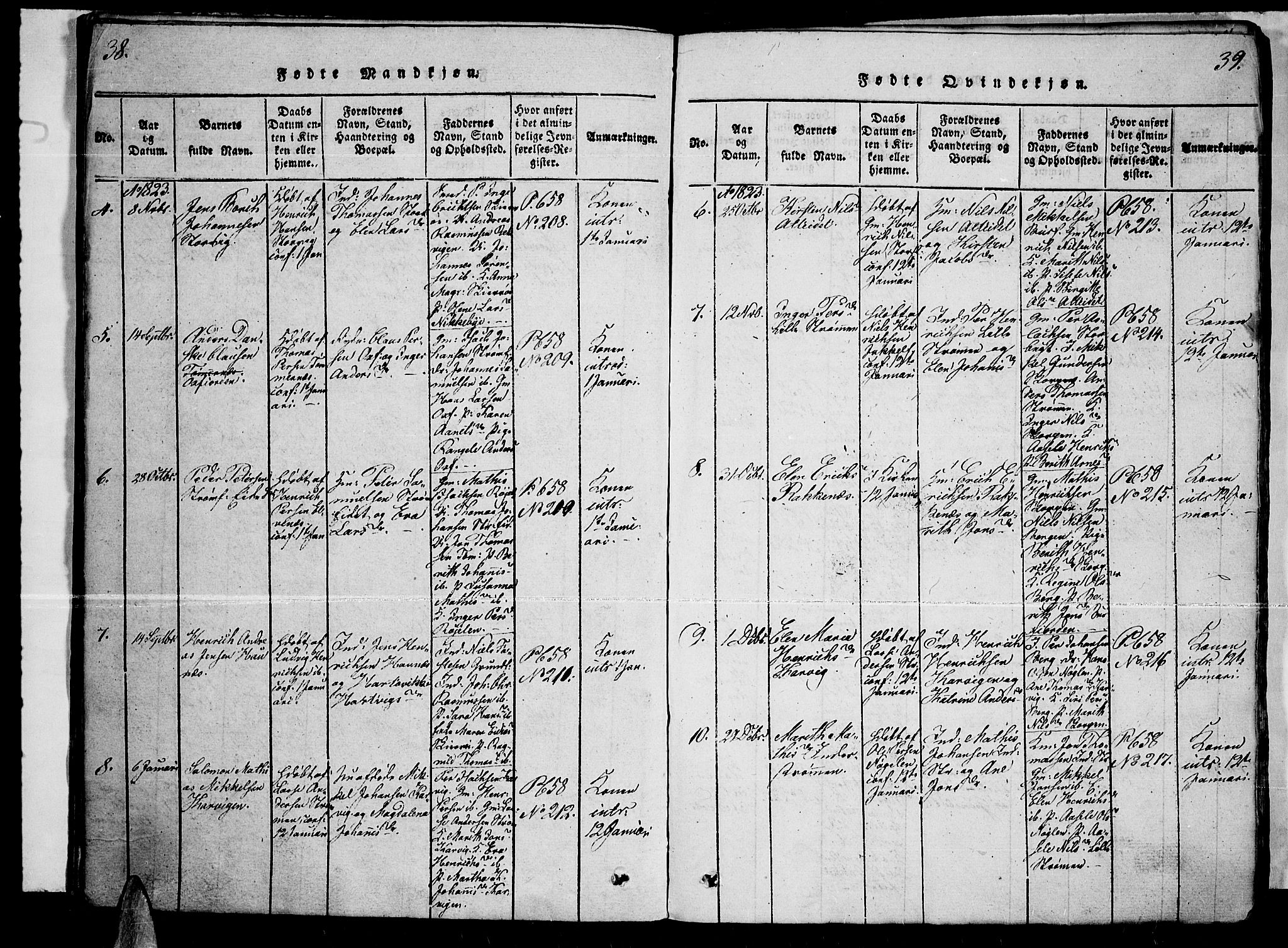 Skjervøy sokneprestkontor, AV/SATØ-S-1300/H/Ha/Haa/L0004kirke: Parish register (official) no. 4, 1820-1838, p. 38-39