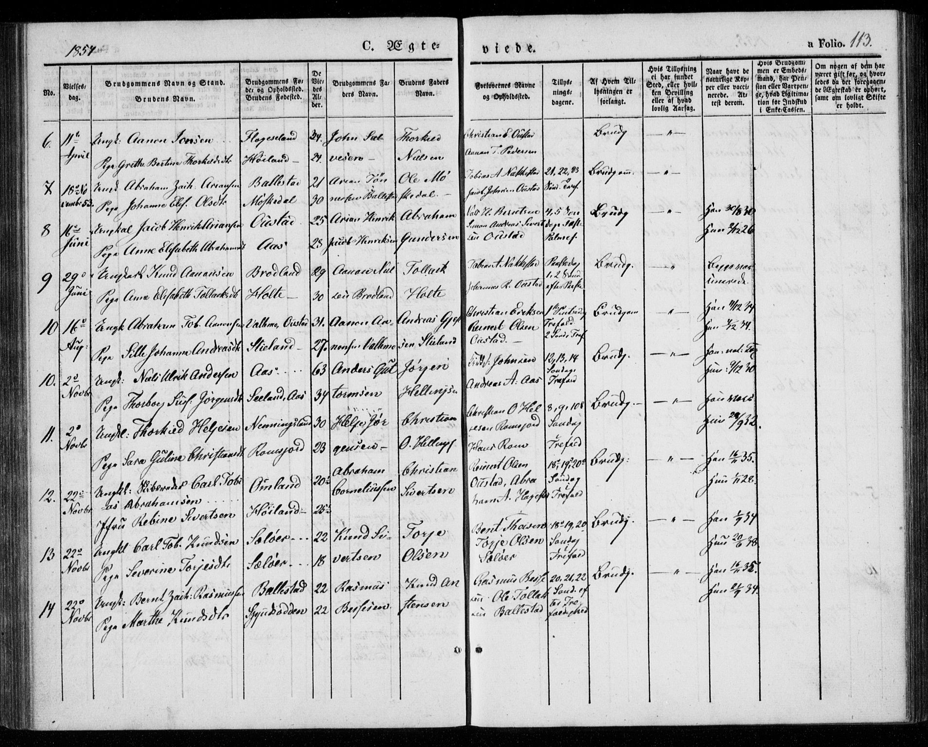 Lyngdal sokneprestkontor, AV/SAK-1111-0029/F/Fa/Faa/L0001: Parish register (official) no. A 1, 1837-1857, p. 113