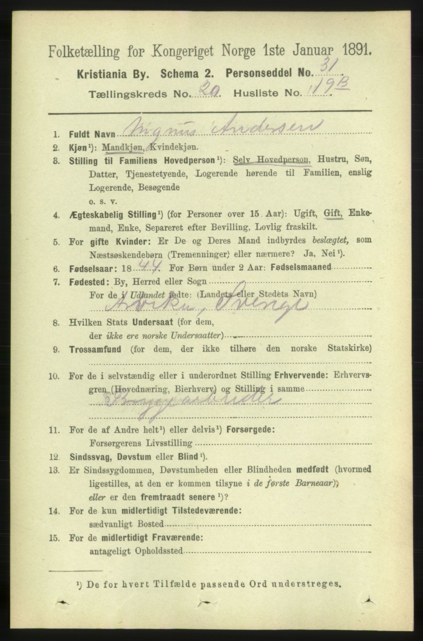 RA, 1891 census for 0301 Kristiania, 1891, p. 10287