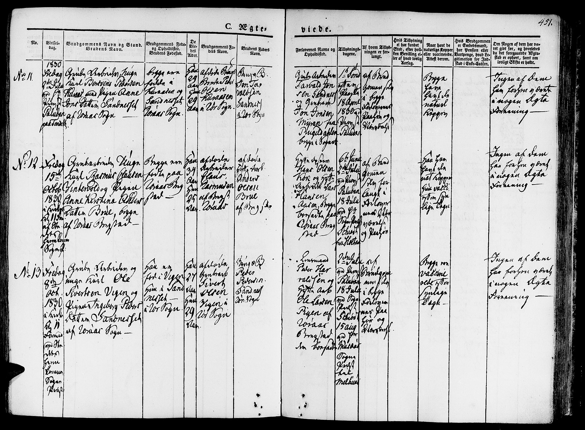 Ministerialprotokoller, klokkerbøker og fødselsregistre - Sør-Trøndelag, AV/SAT-A-1456/681/L0930: Parish register (official) no. 681A08, 1829-1844, p. 451